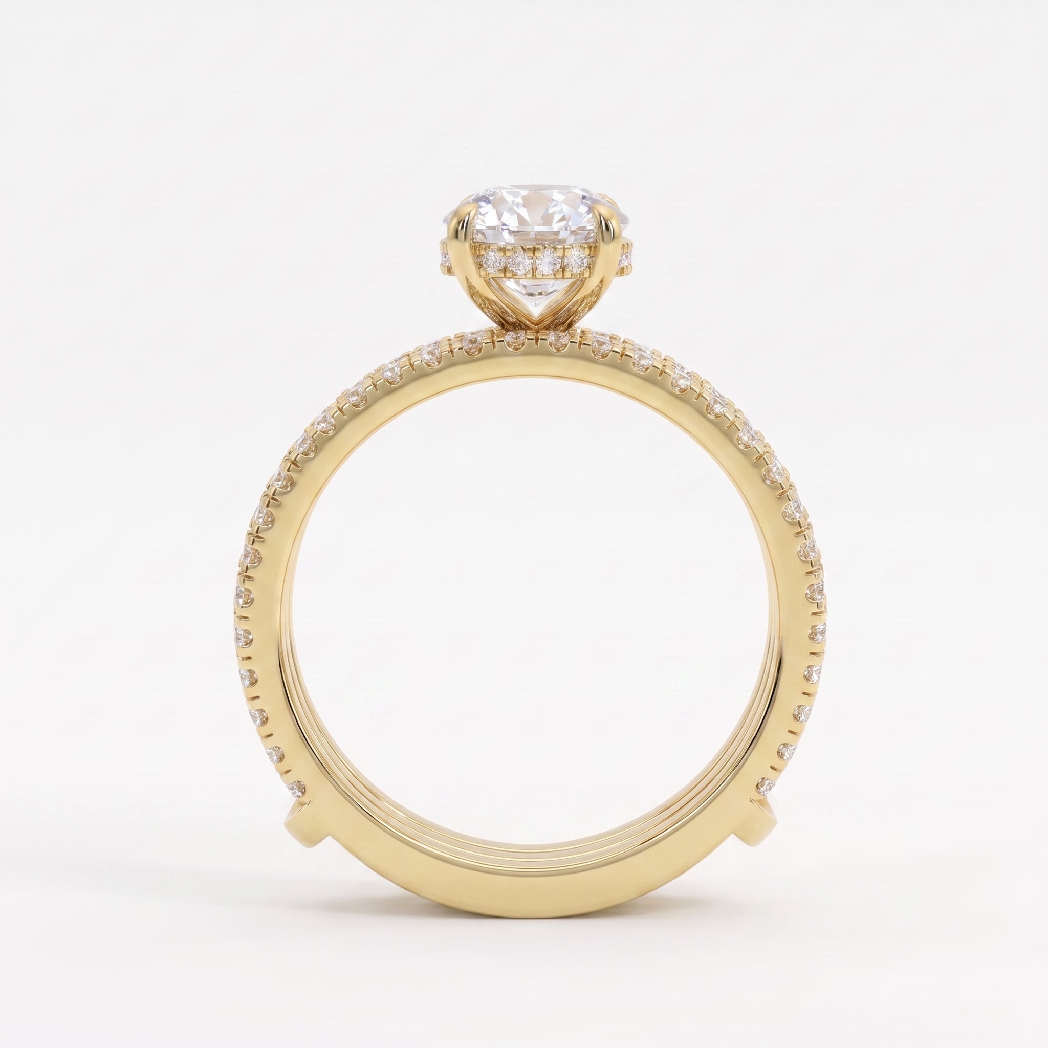 3 Row Round Diamond Statement Side Stone Ring