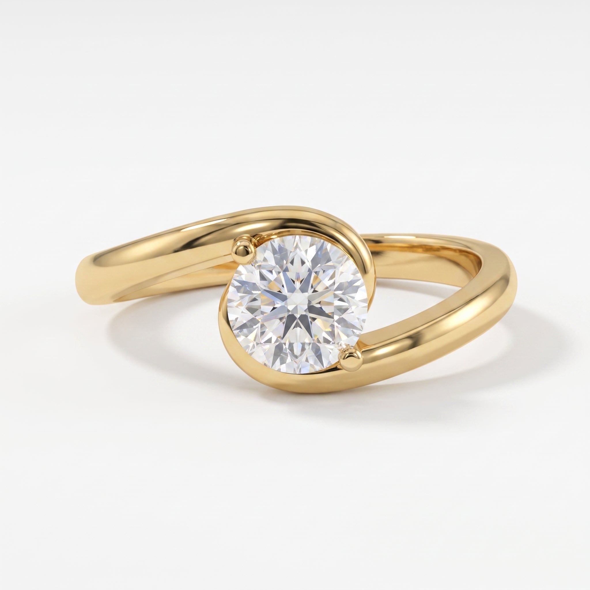 Round brilliant diamond bypass Solitaire ring