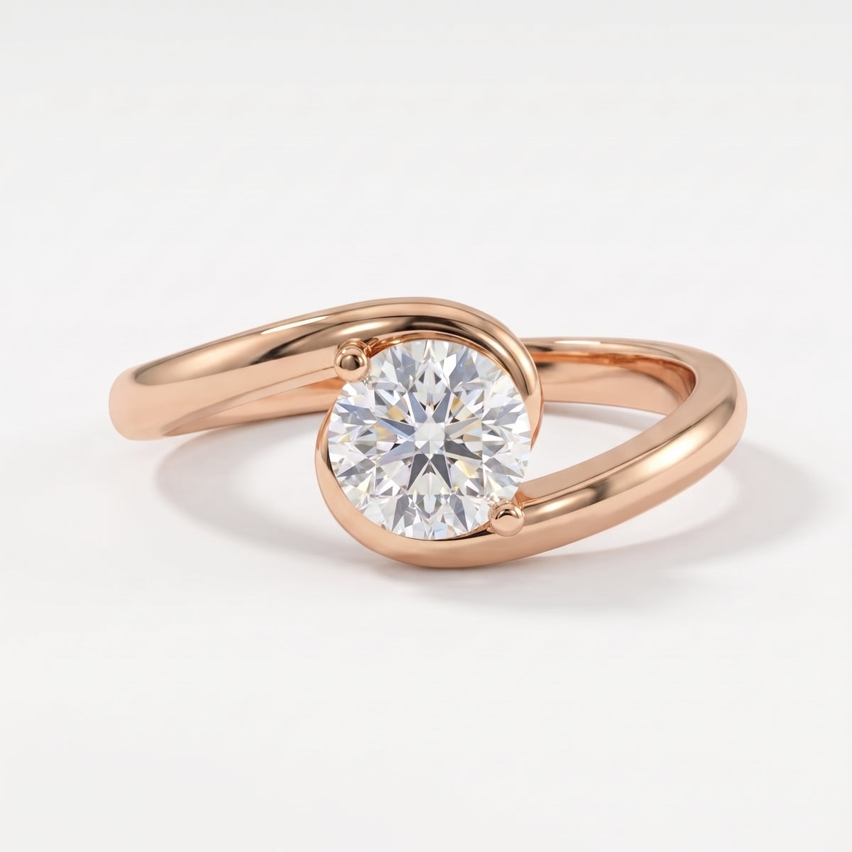 Round brilliant diamond bypass Solitaire ring