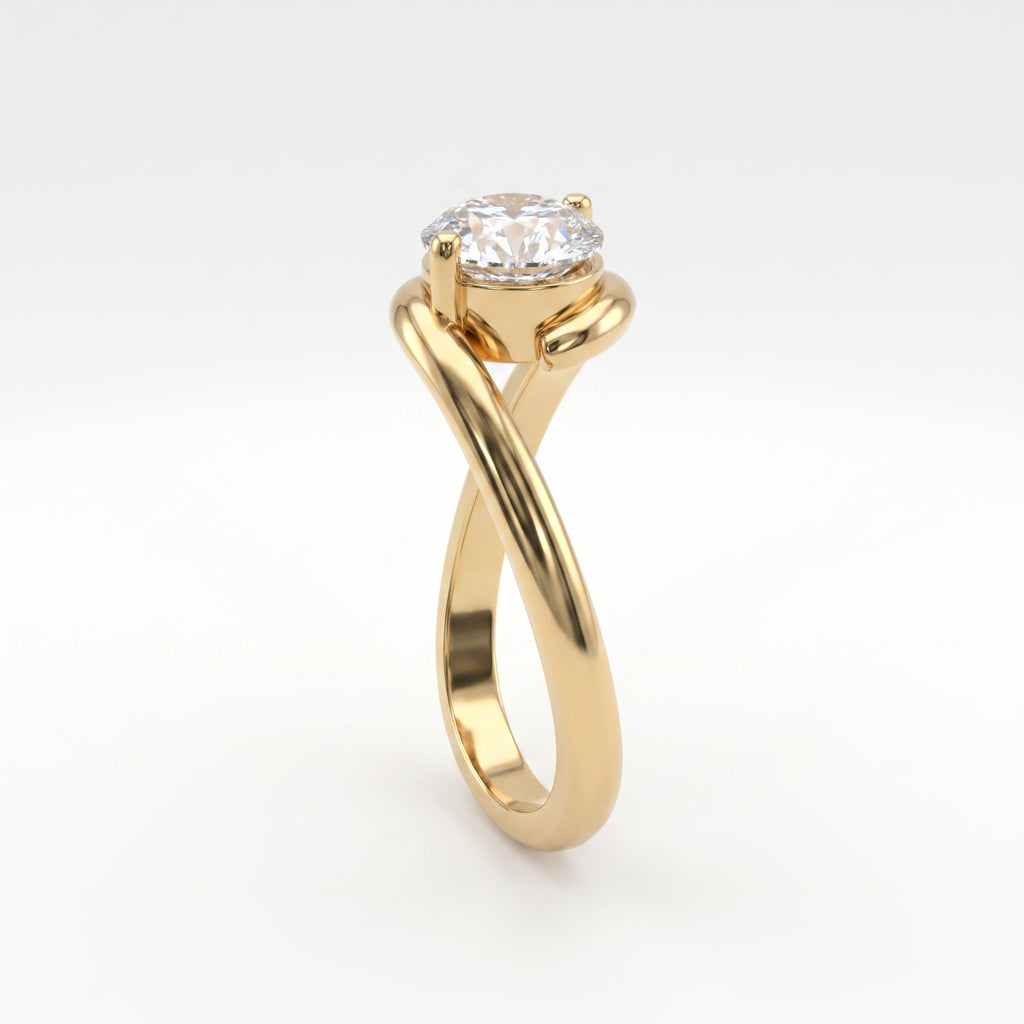 Round brilliant diamond bypass Solitaire ring