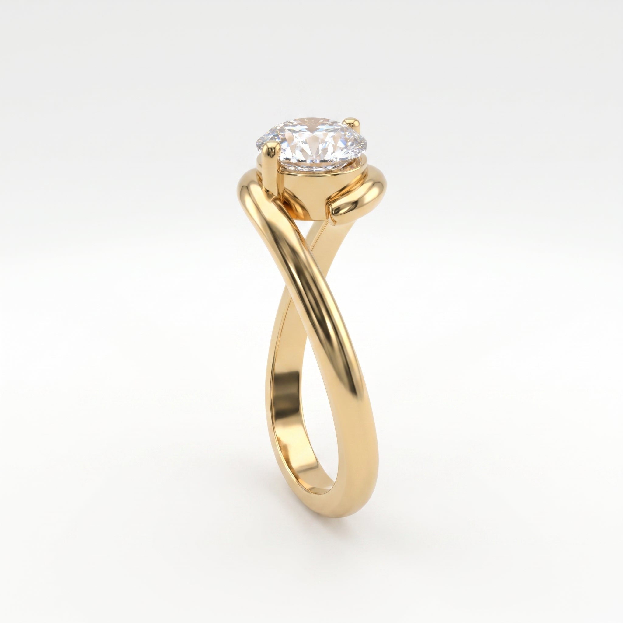 Round brilliant diamond bypass Solitaire ring
