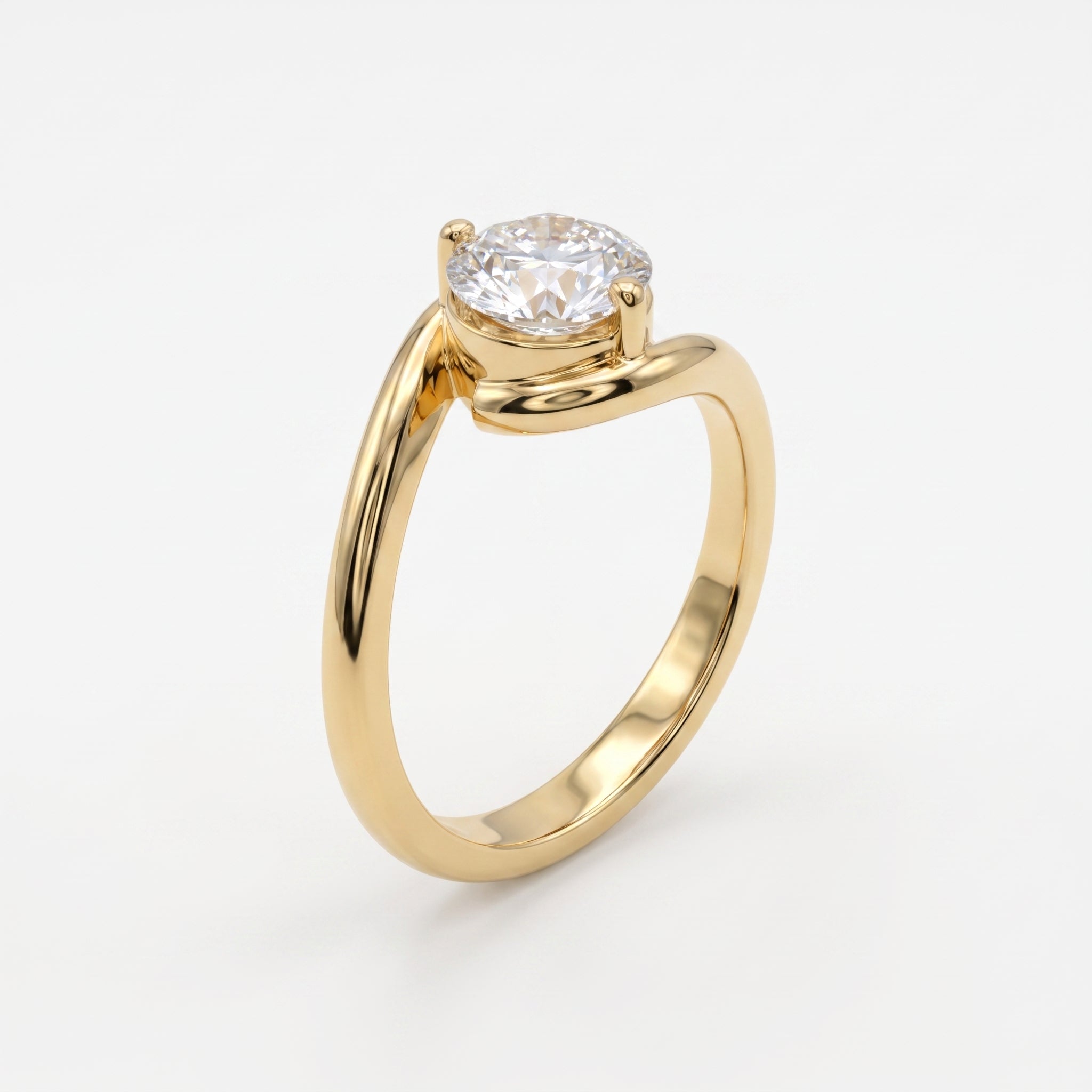 Round brilliant diamond bypass Solitaire ring