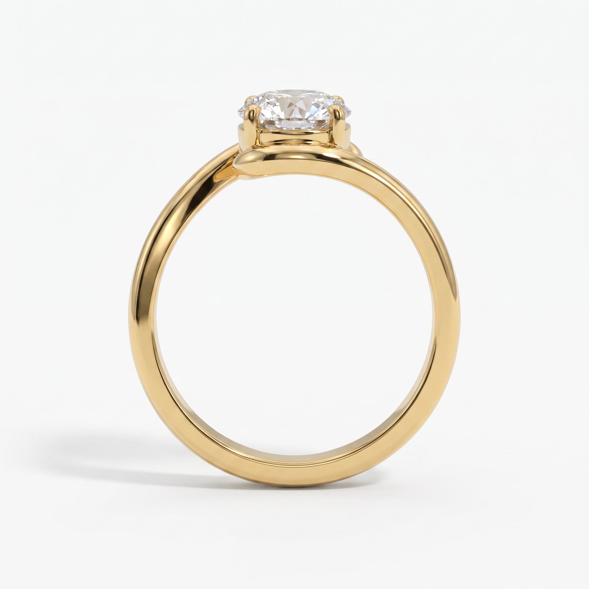 Round brilliant diamond bypass Solitaire ring