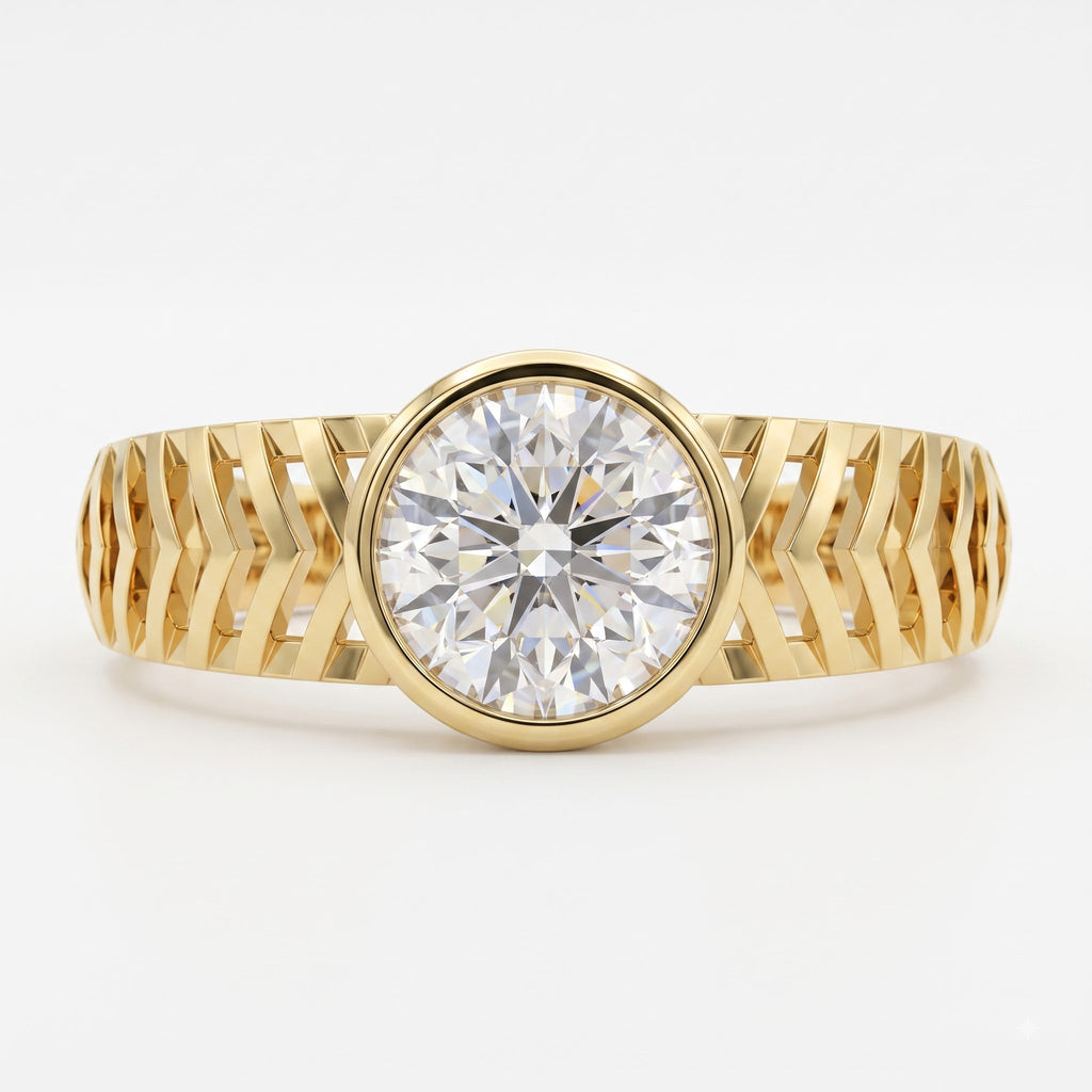 Modern Geometric Statement Solitaire Ring