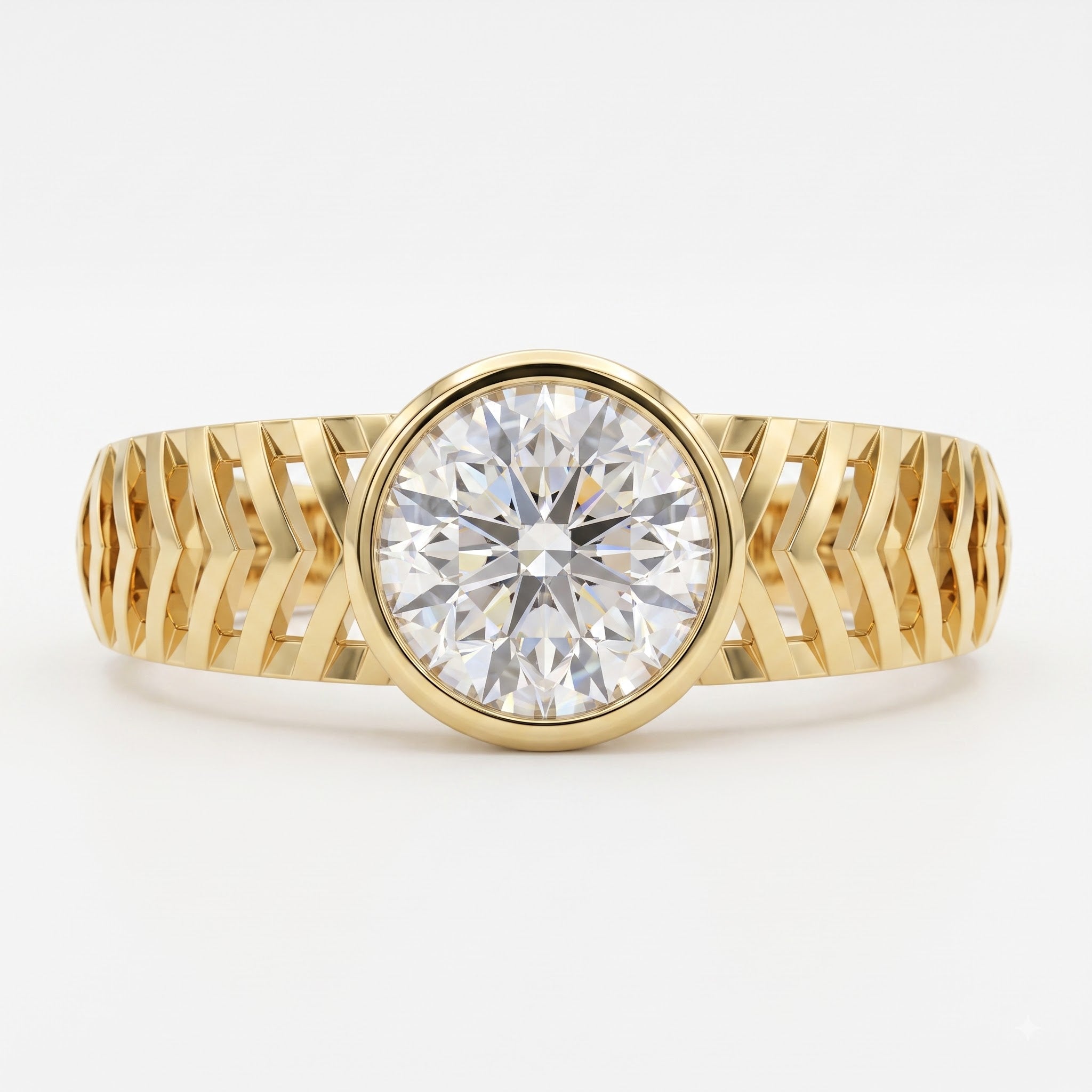 Modern Geometric Statement Solitaire Ring