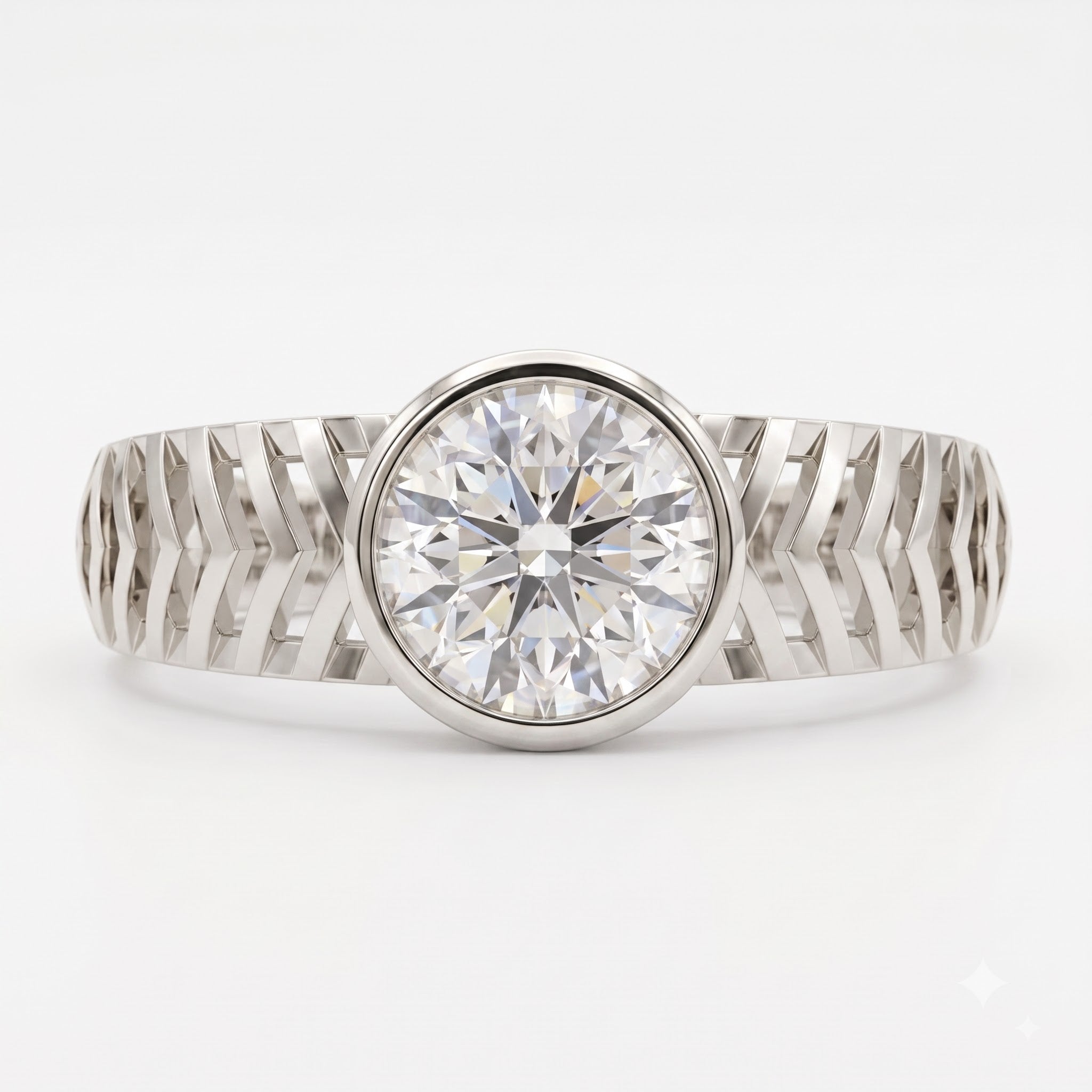 Modern Geometric Statement Solitaire Ring