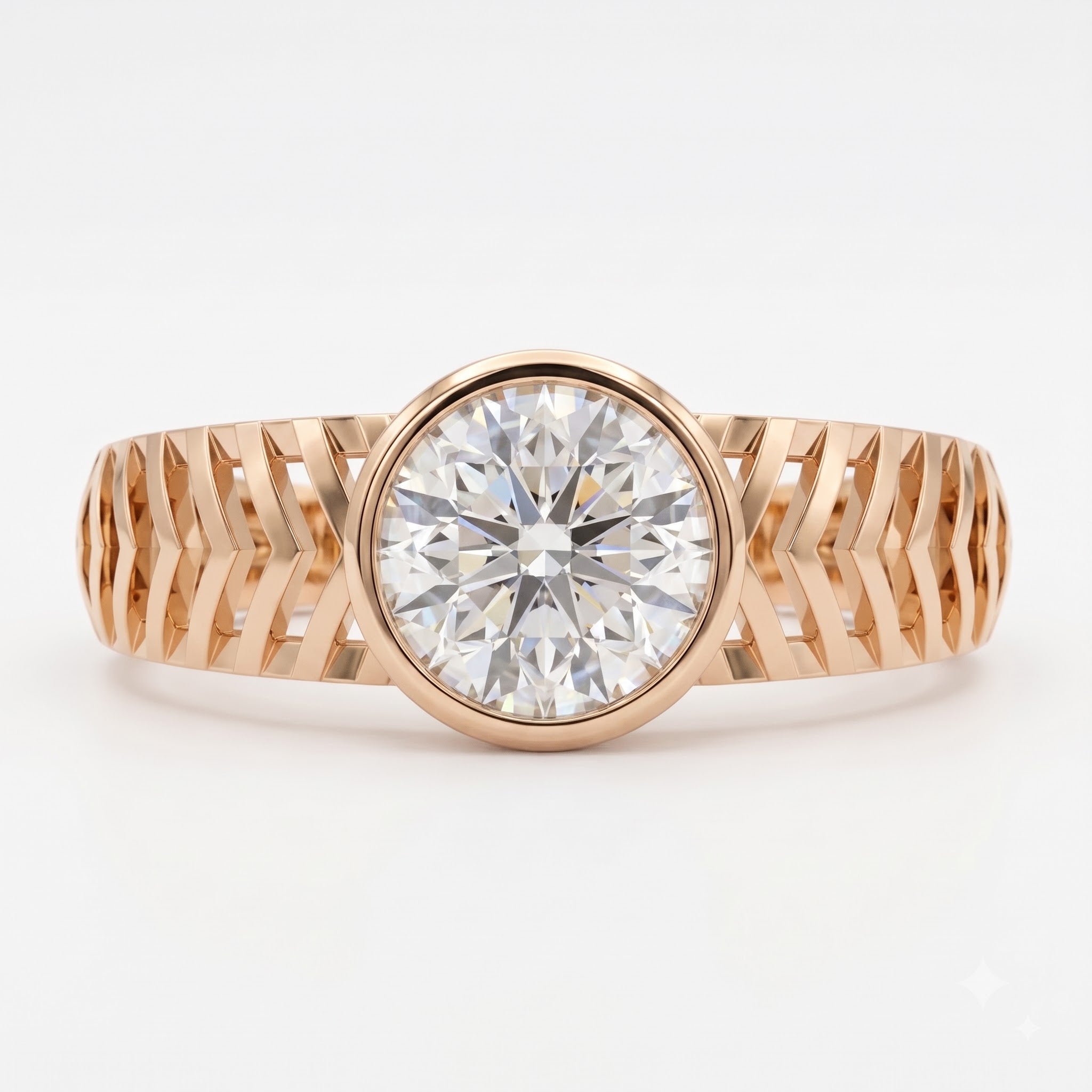 Modern Geometric Statement Solitaire Ring