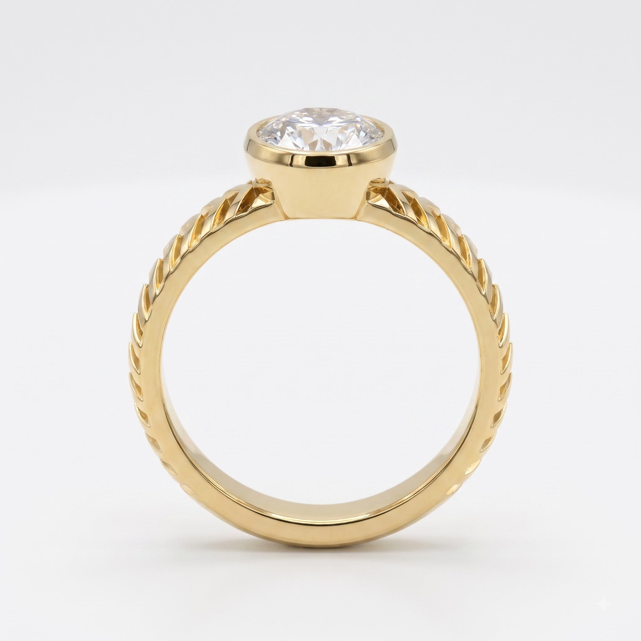 Modern Geometric Statement Solitaire Ring