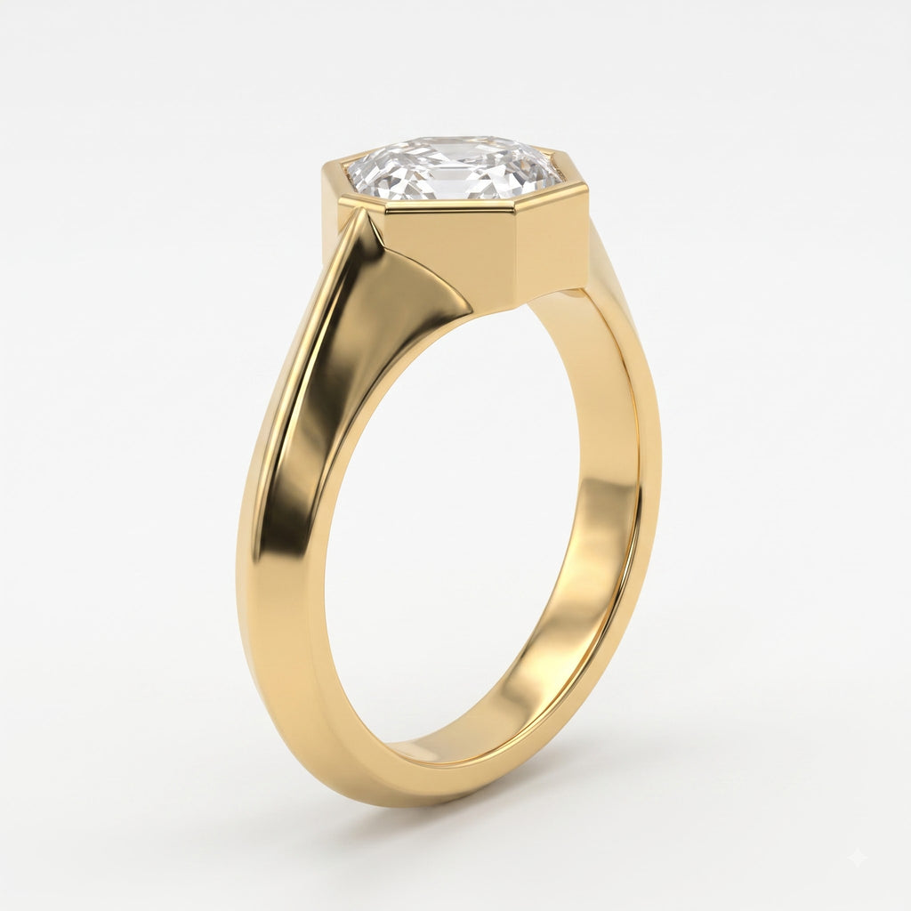 Modern Heirloom Asscher Cut Diamond Solitaire Ring