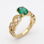 Modern Green Oval Diamond Vintage Inspired Ring