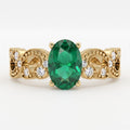 Modern Green Oval Diamond Vintage Inspired Ring