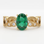 Modern Green Oval Diamond Vintage Inspired Ring