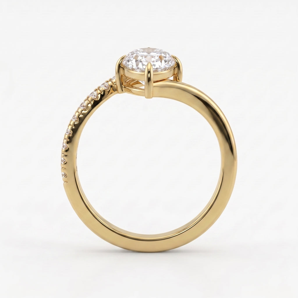 Modern Bypass Marquise  Side Stone Engagement Ring