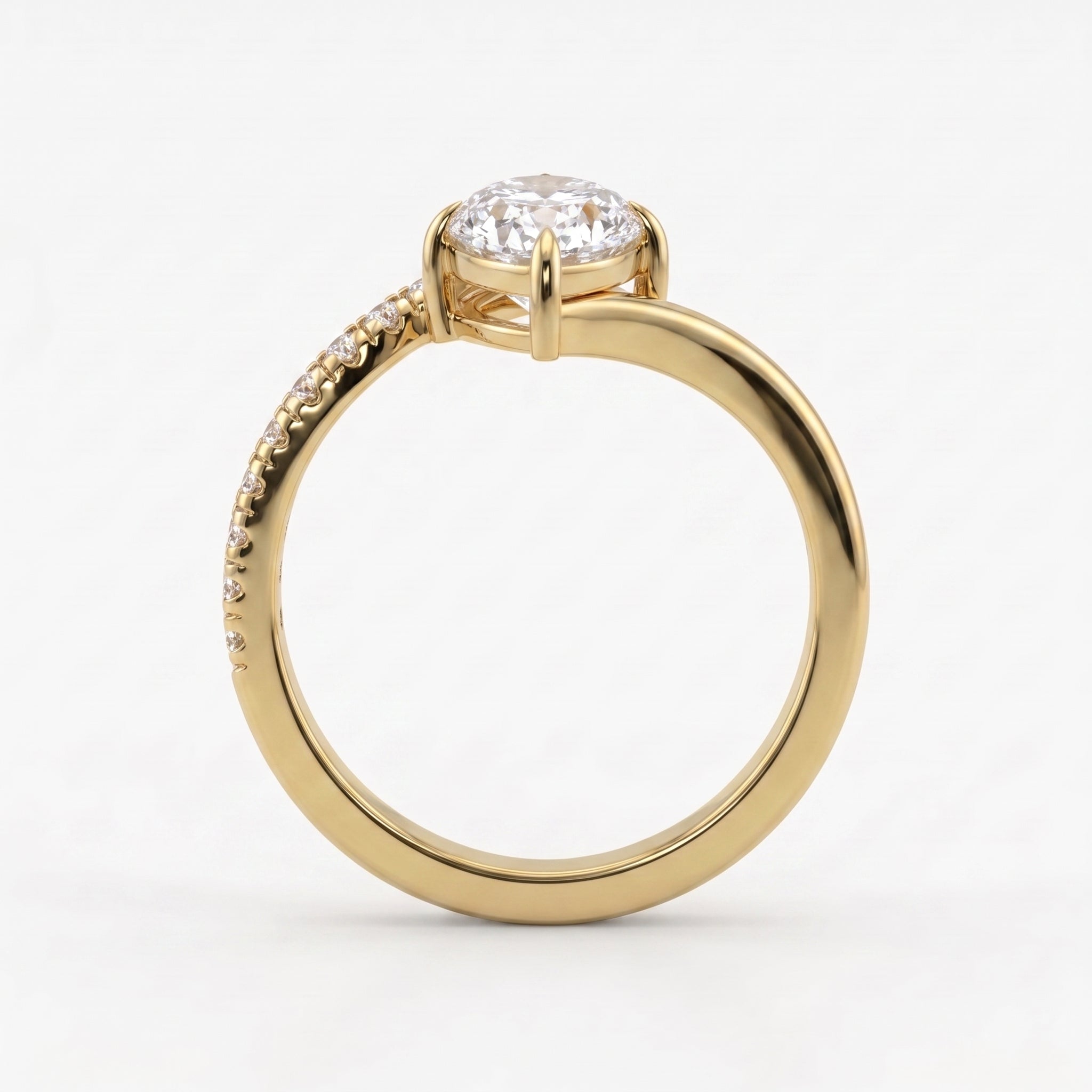 Modern Bypass Marquise  Side Stone Engagement Ring