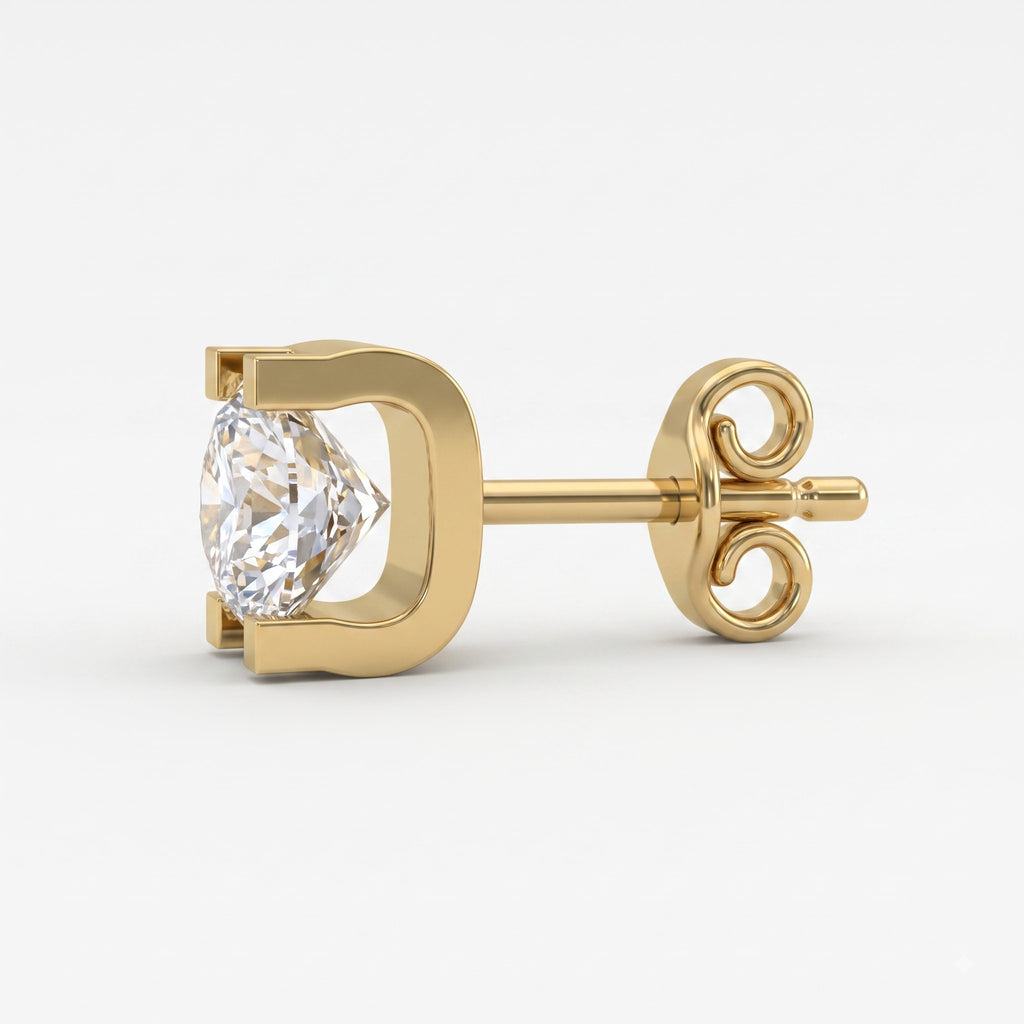 Modern Statement Round Diamond  Stud Earrings