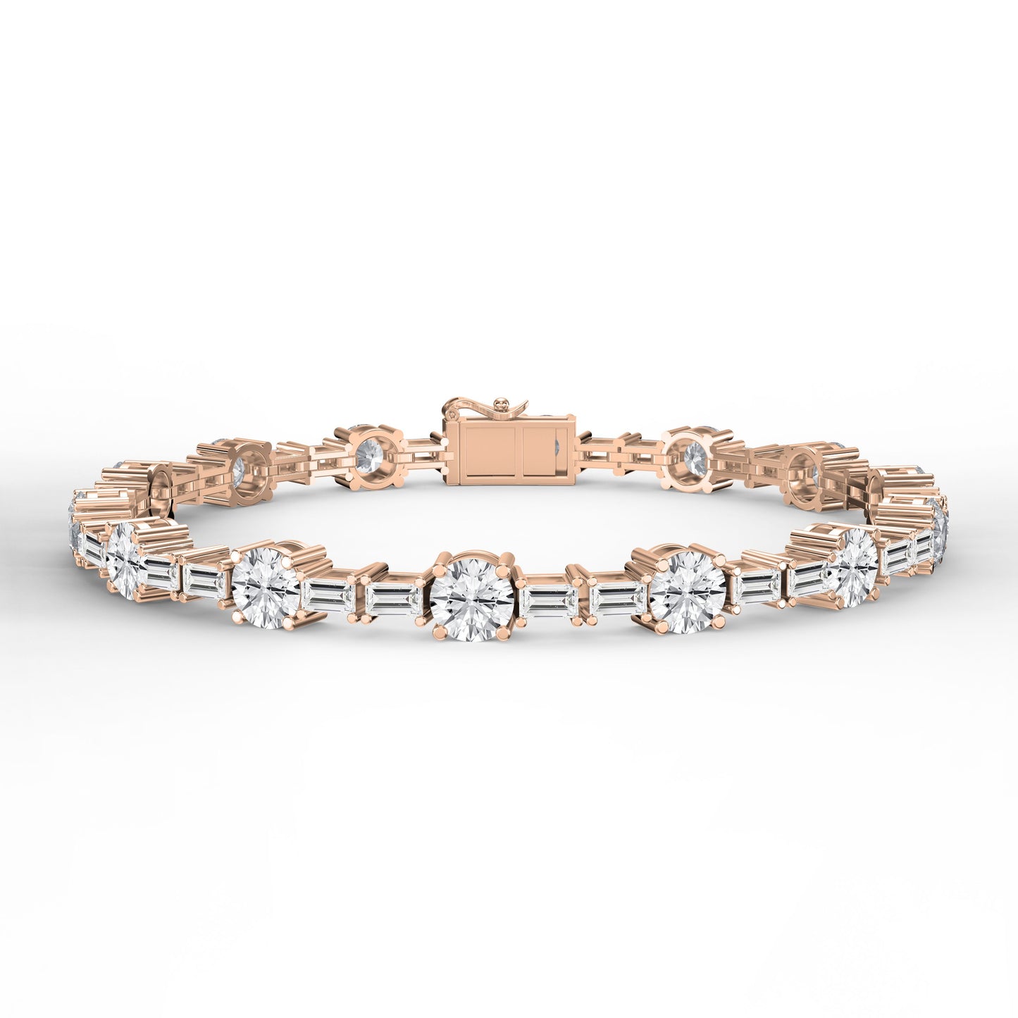 Round & Baguette Diamond Tennis Bracelet