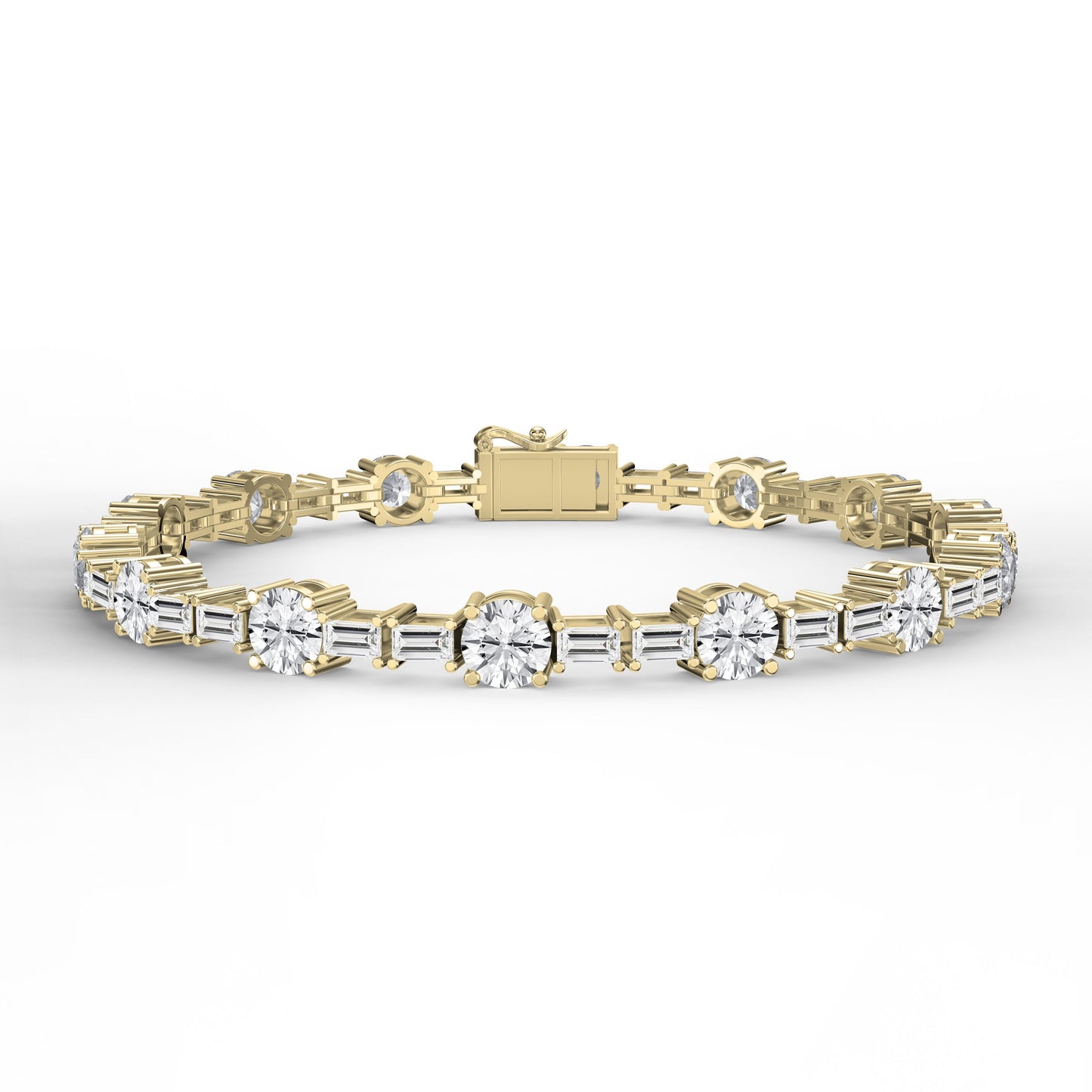 Round & Baguette Diamond Tennis Bracelet