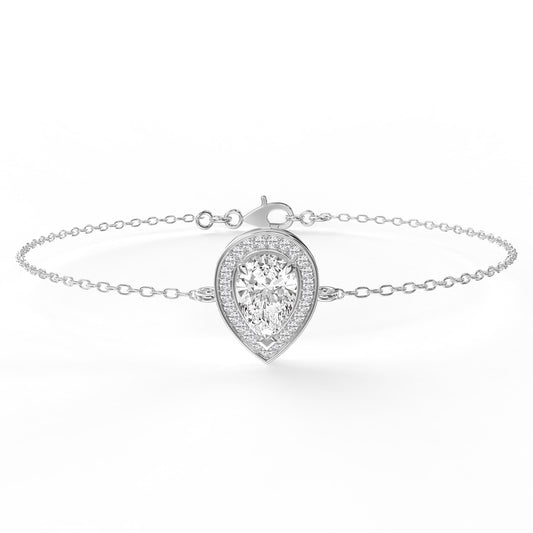Pear Shape Diamond Halo Chain Bracelet