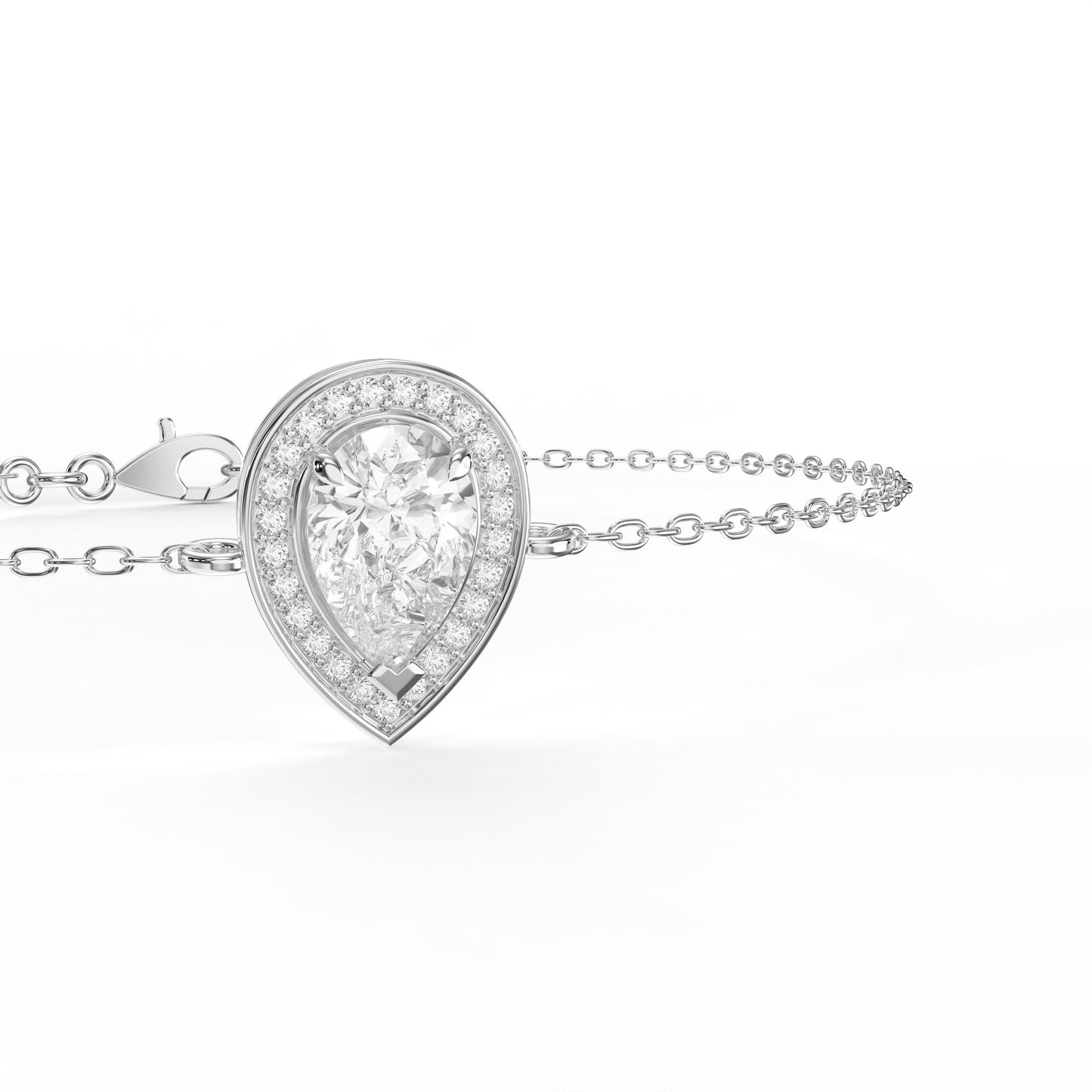 Pear Shape Diamond Halo Chain Bracelet