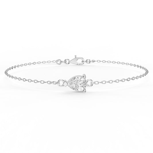 Pear Diamond Solitaire Chain Bracelet