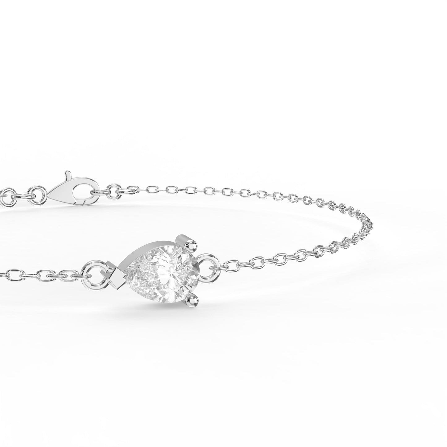 Pear Diamond Solitaire Chain Bracelet