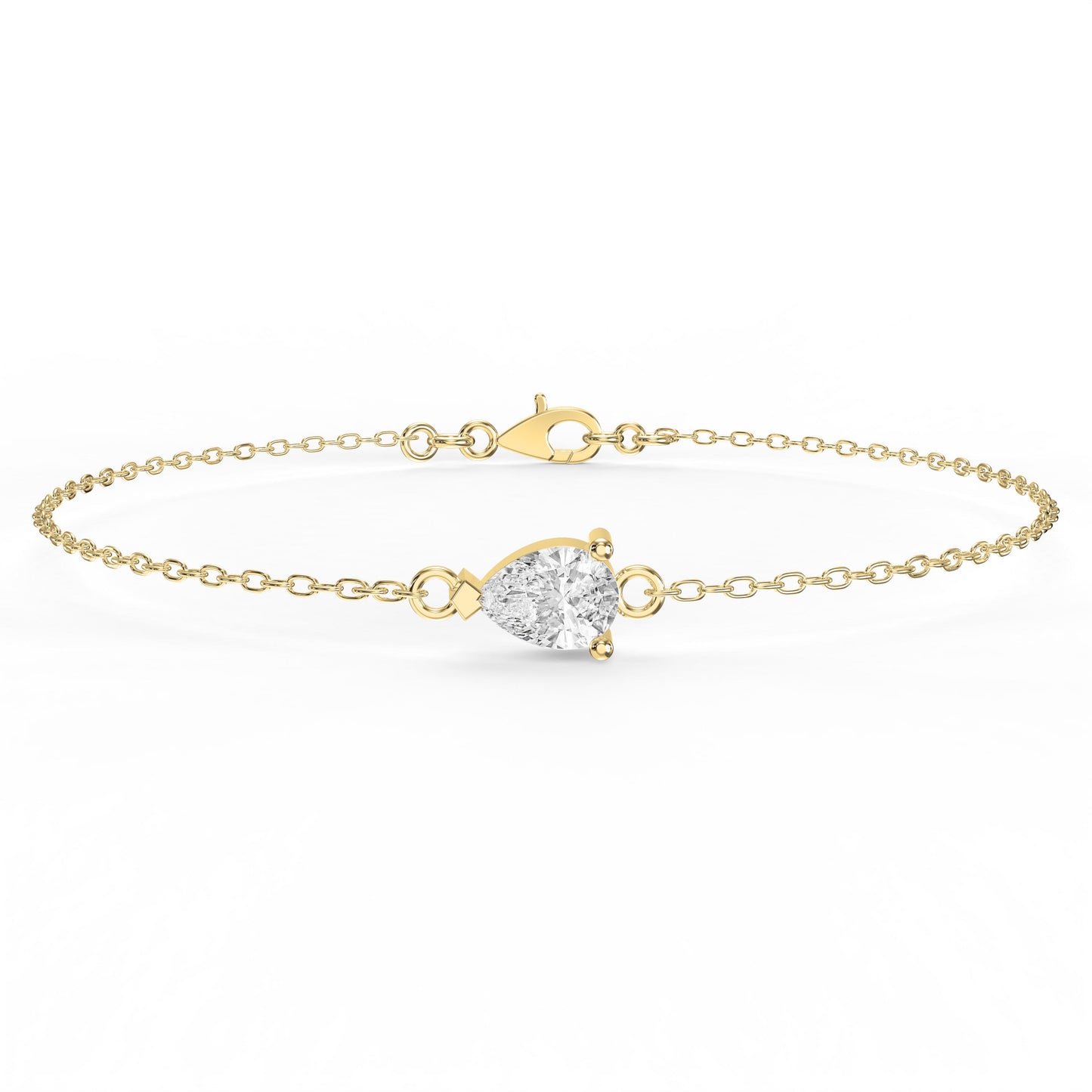 Pear Diamond Solitaire Chain Bracelet