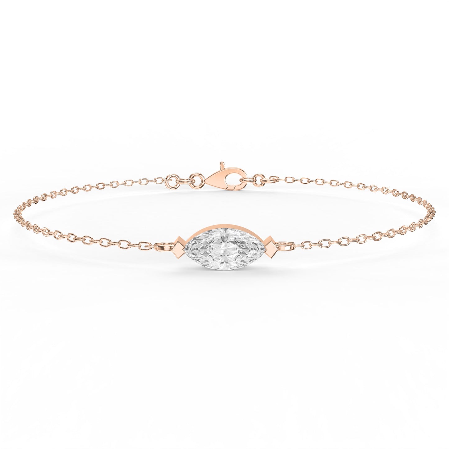 Elegant Marquise Diamond Solitaire Chain Bracelet