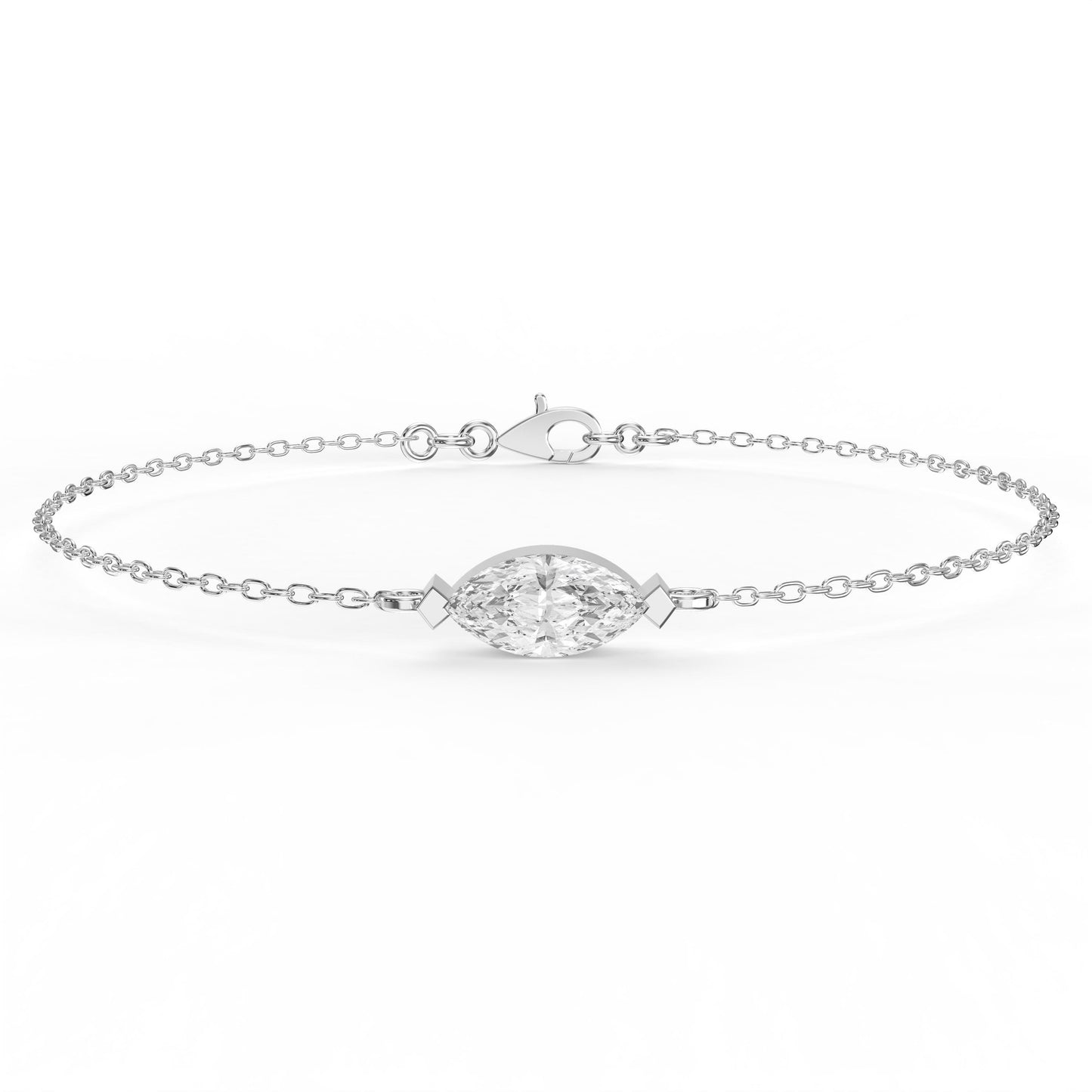 Elegant Marquise Diamond Solitaire Chain Bracelet
