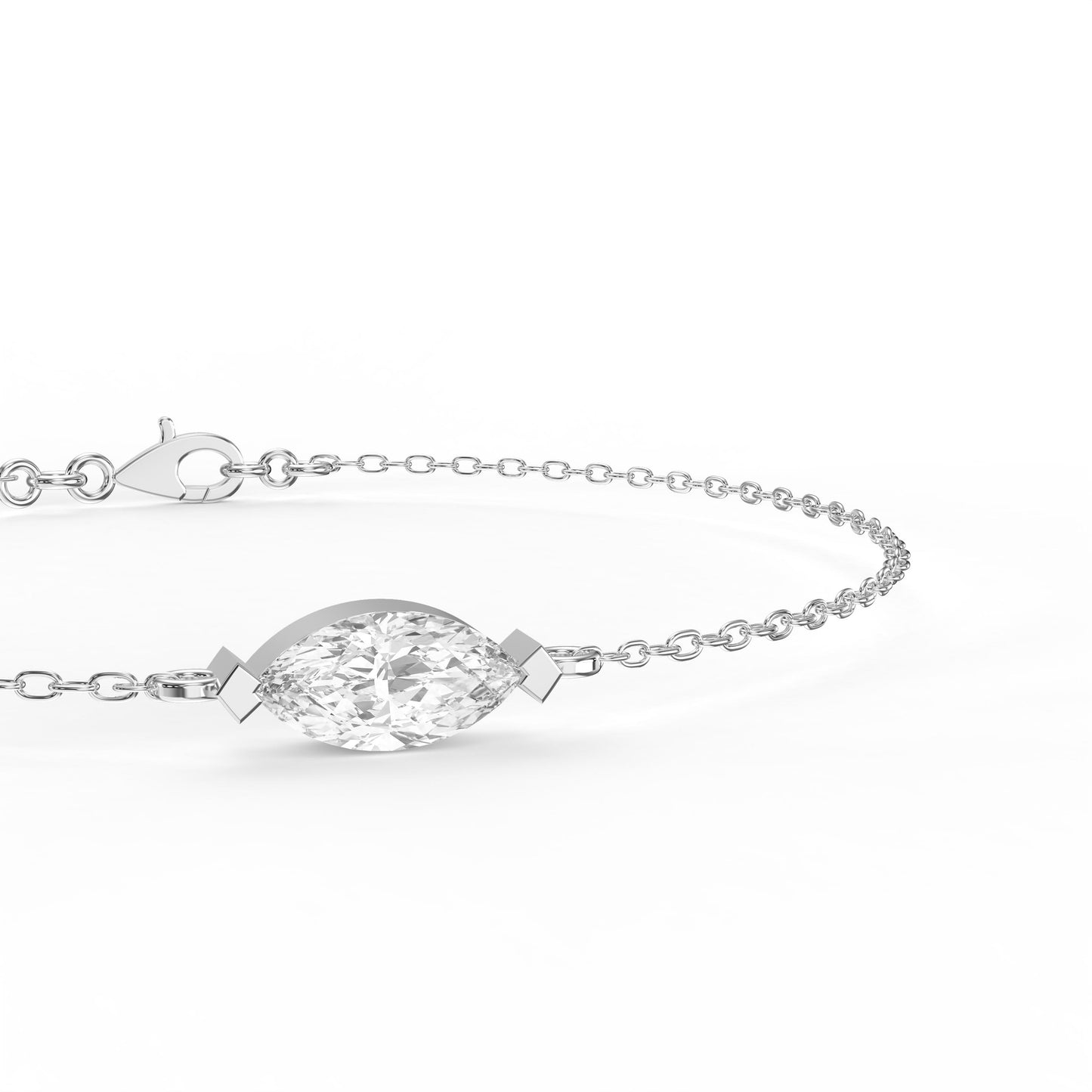 Elegant Marquise Diamond Solitaire Chain Bracelet