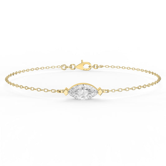 Elegant Marquise Diamond Solitaire Chain Bracelet