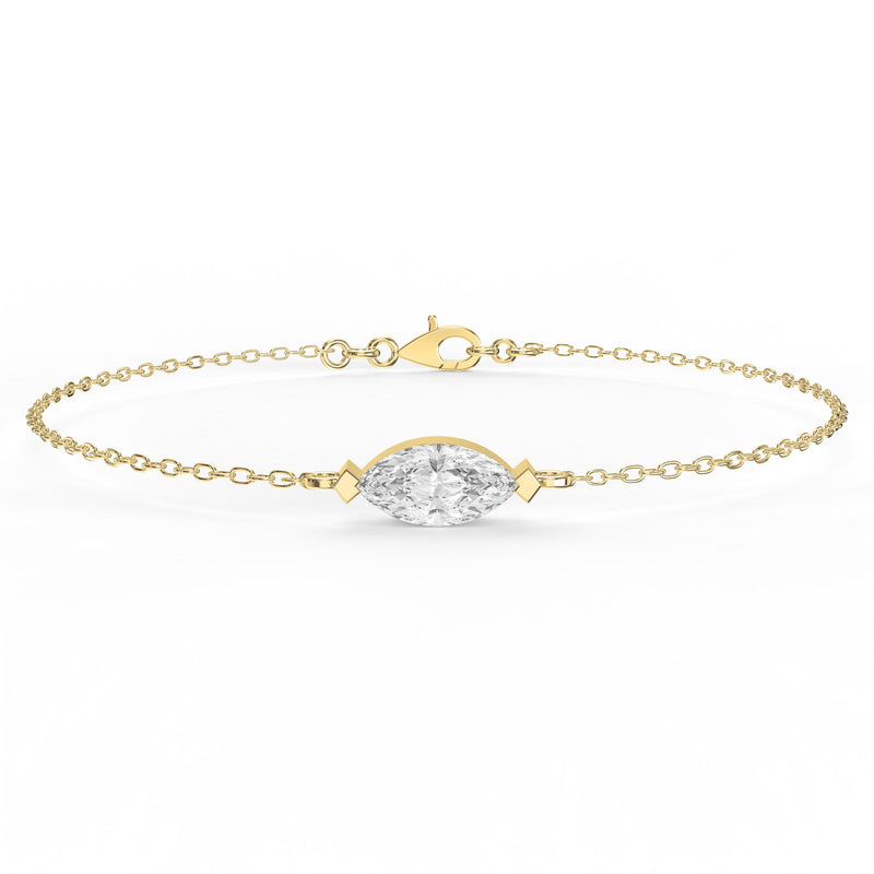 Elegant Marquise Diamond Solitaire Chain Bracelet