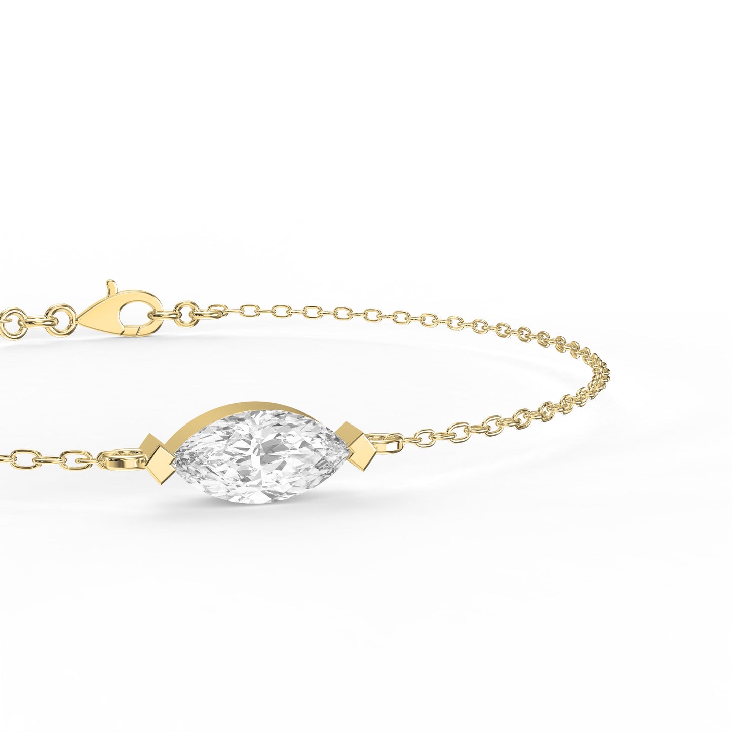 Elegant Marquise Diamond Solitaire Chain Bracelet
