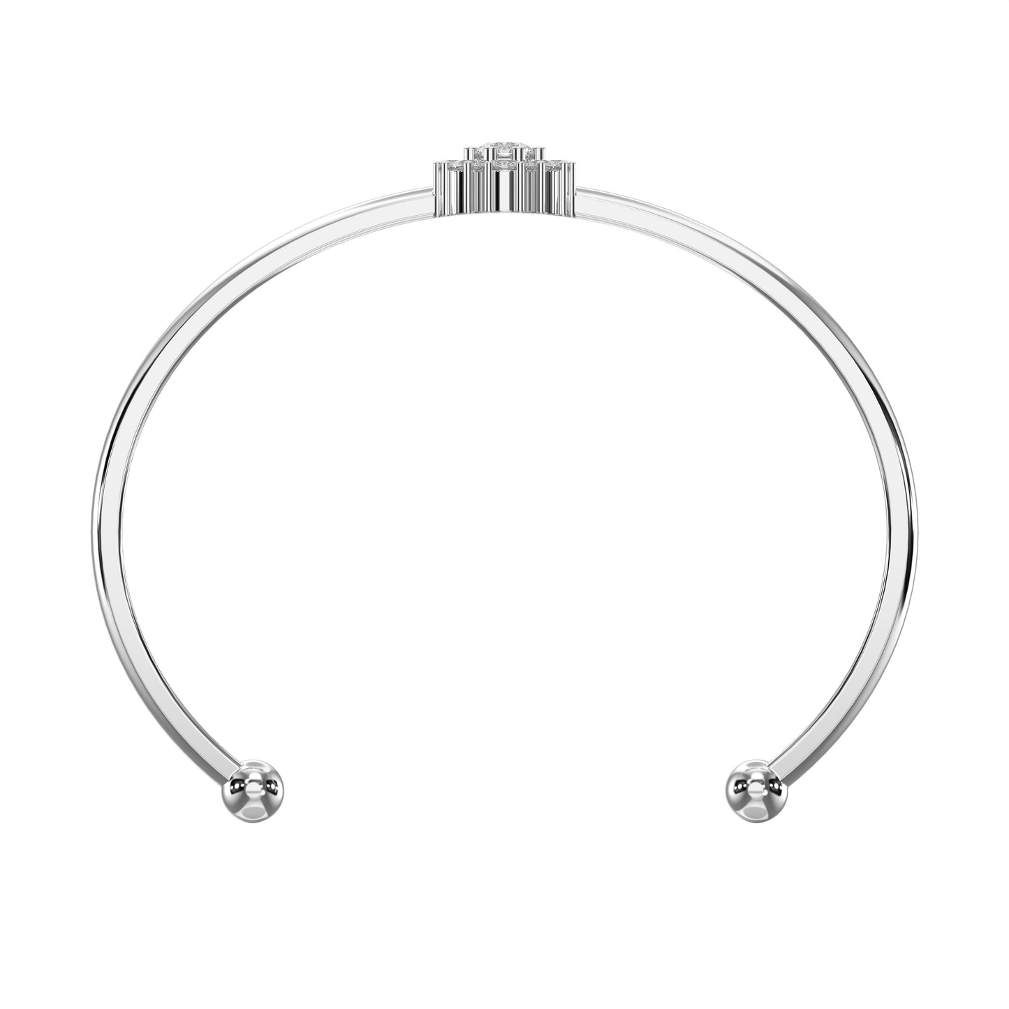 Floral Diamond Cluster Open Cuff Bracelet