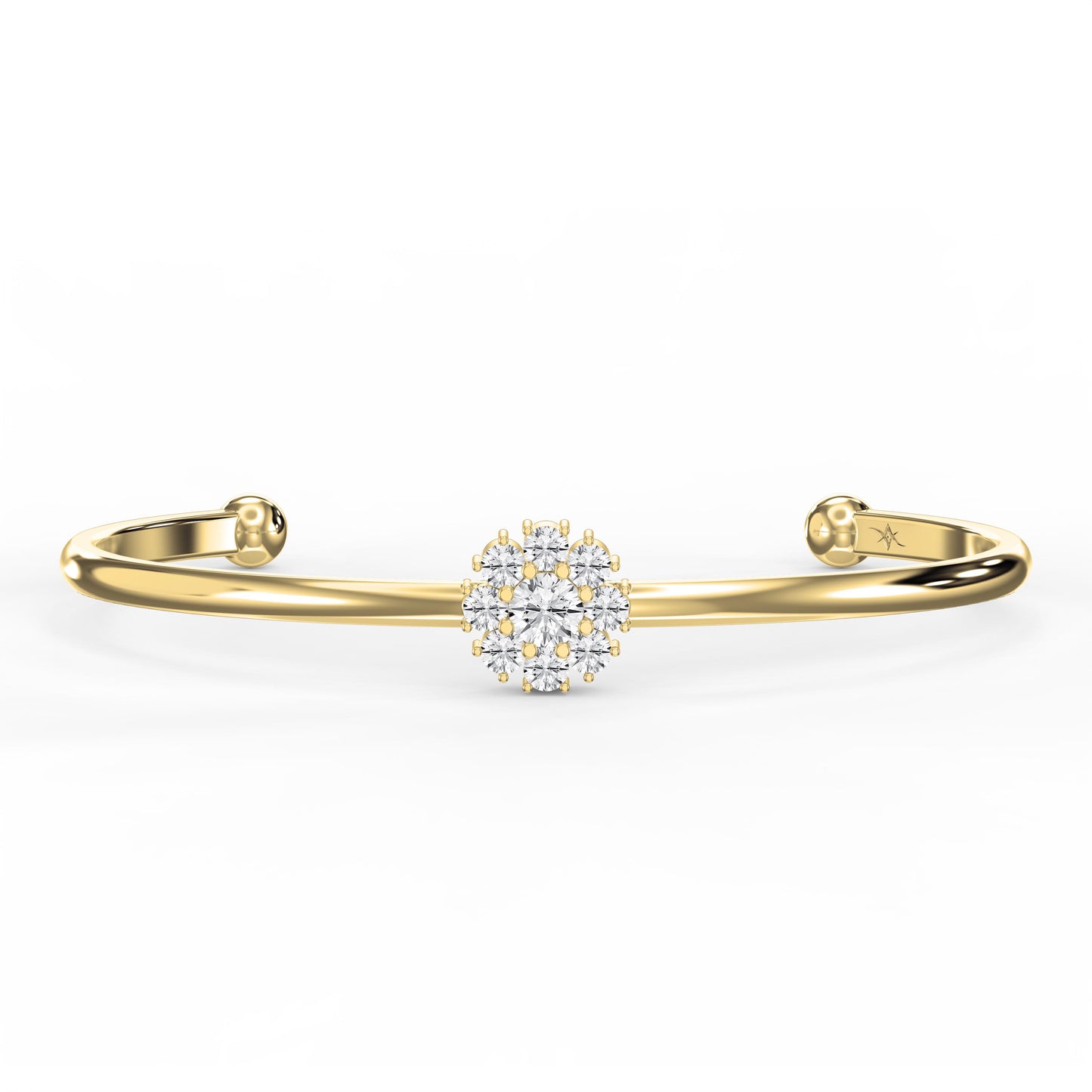 Floral Diamond Cluster Open Cuff Bracelet