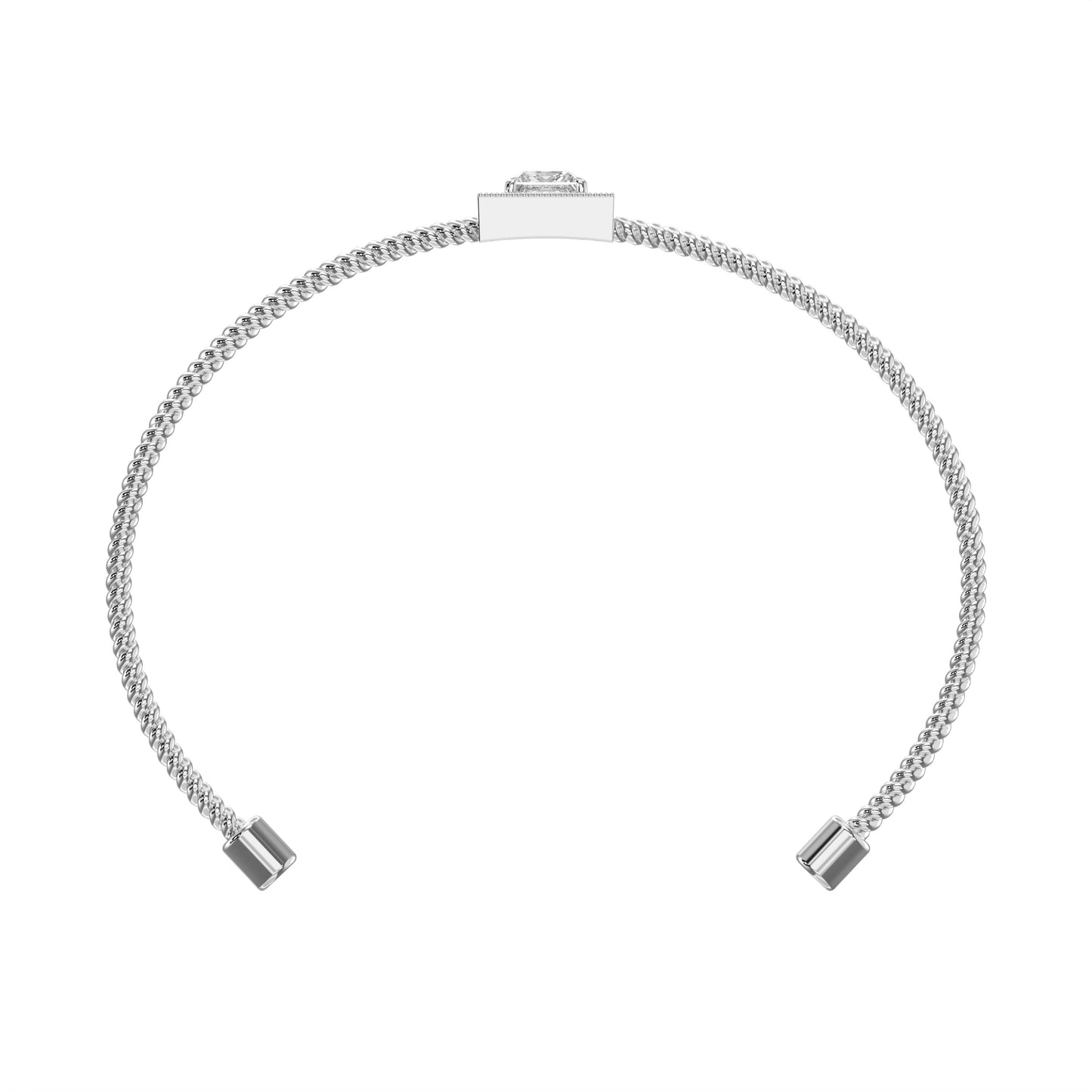 Luxury Cuff Bracelet with Square Halo Centerpiece – Princess Cut Diamond