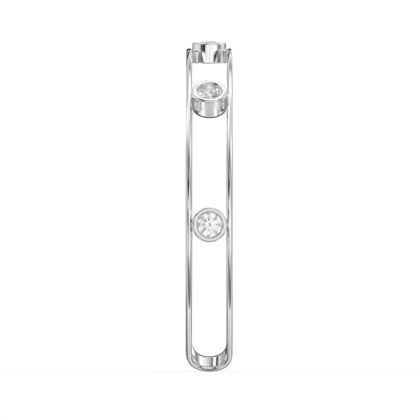 Minimalist Cuff Bracelet with Bezel Set Round Diamonds