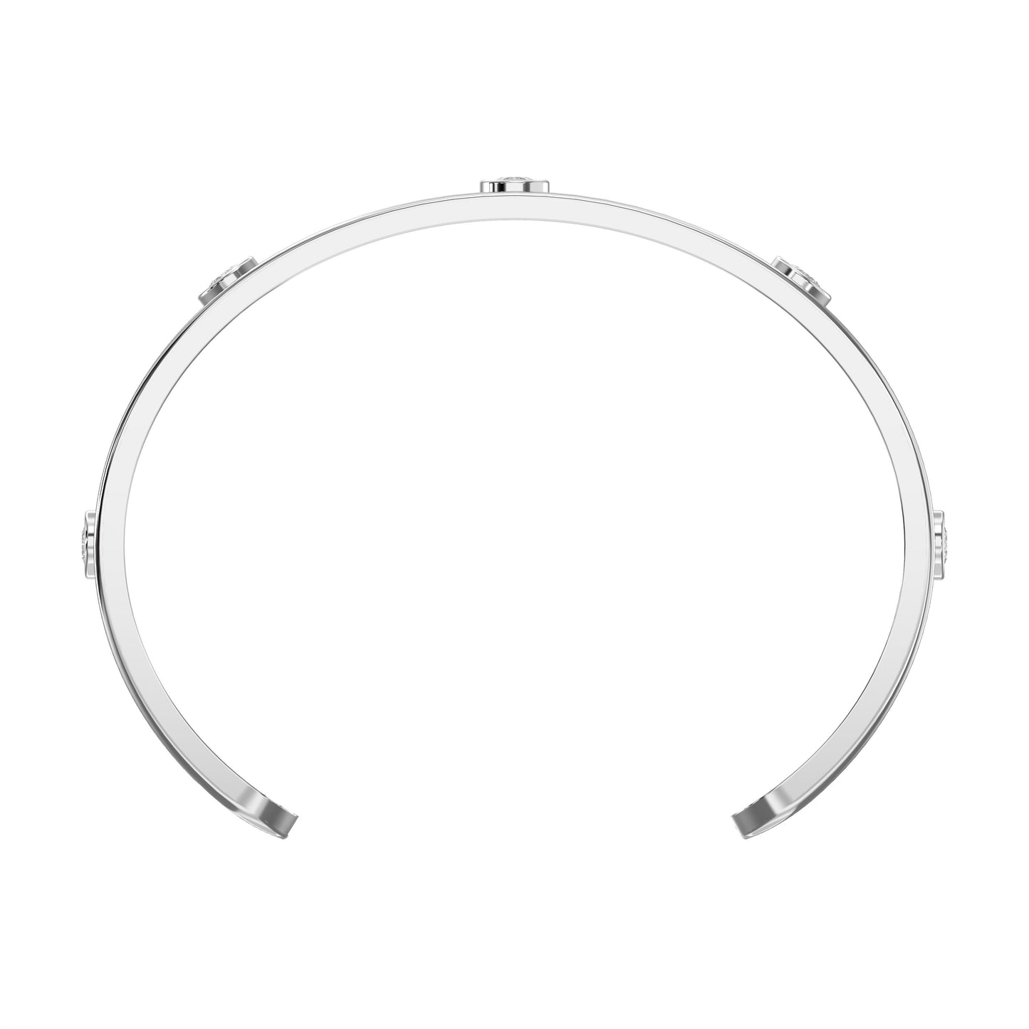 Minimalist Cuff Bracelet with Bezel Set Round Diamonds