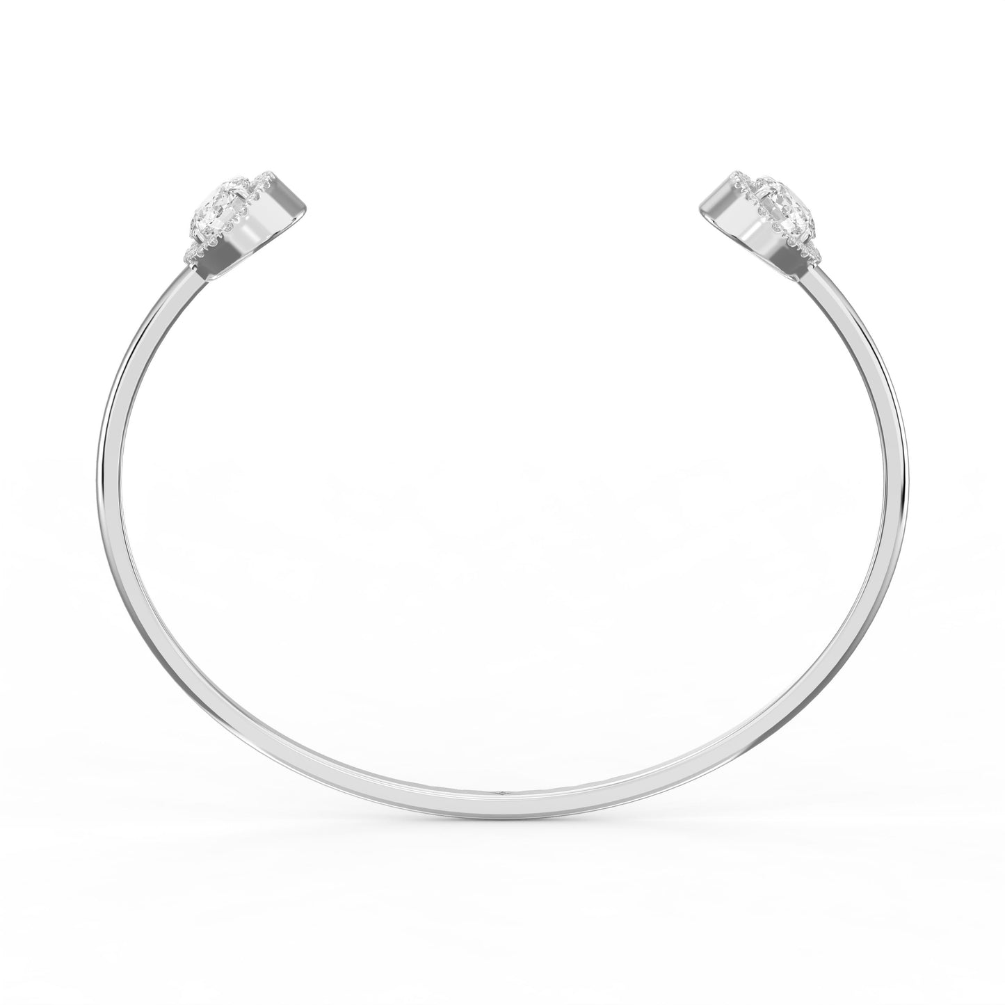 Elegant Open Cuff Bracelet with Round Halo Diamonds