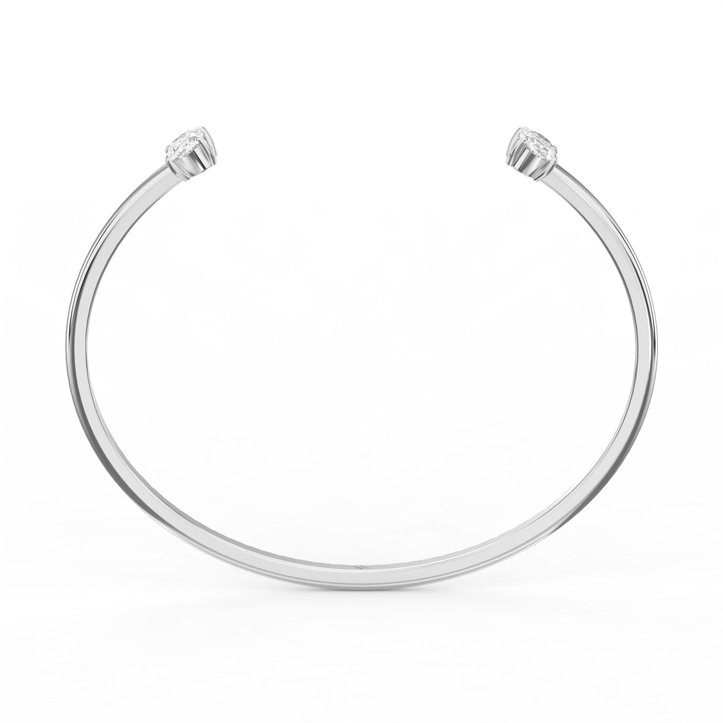 Minimalist Open Cuff Bracelet with Solitaire Oval Diamonds