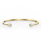 Minimalist Open Cuff Bracelet with Solitaire Oval Diamonds