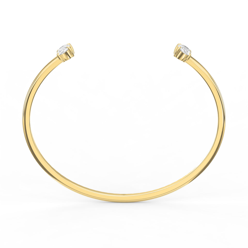 Minimalist Open Cuff Bracelet with Solitaire Oval Diamonds