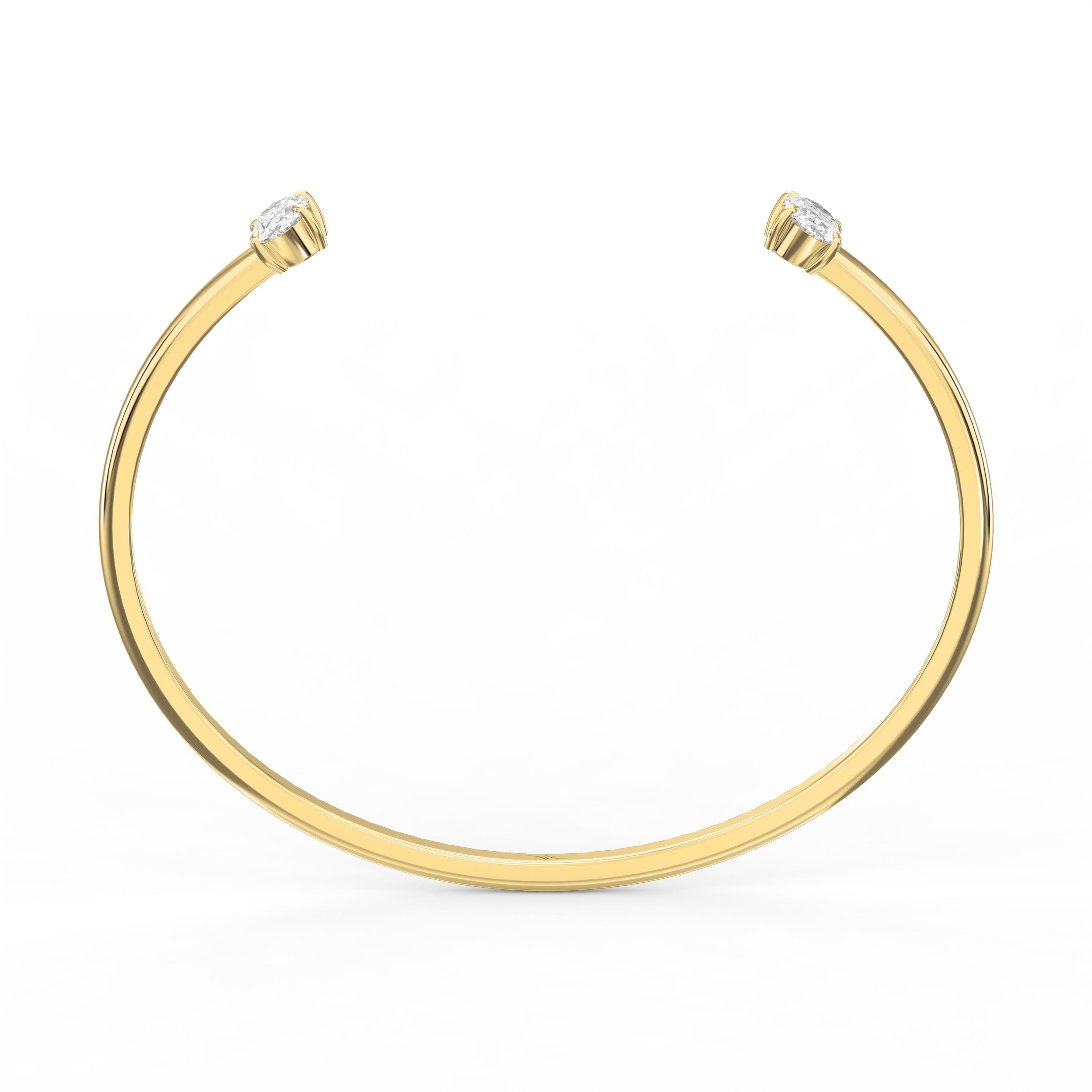 Minimalist Open Cuff Bracelet with Solitaire Oval Diamonds