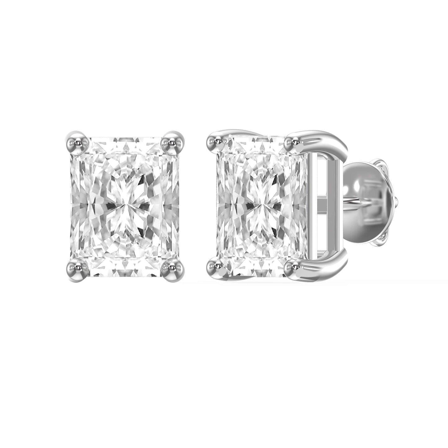 Radiant Cut Diamond Stud Earrings