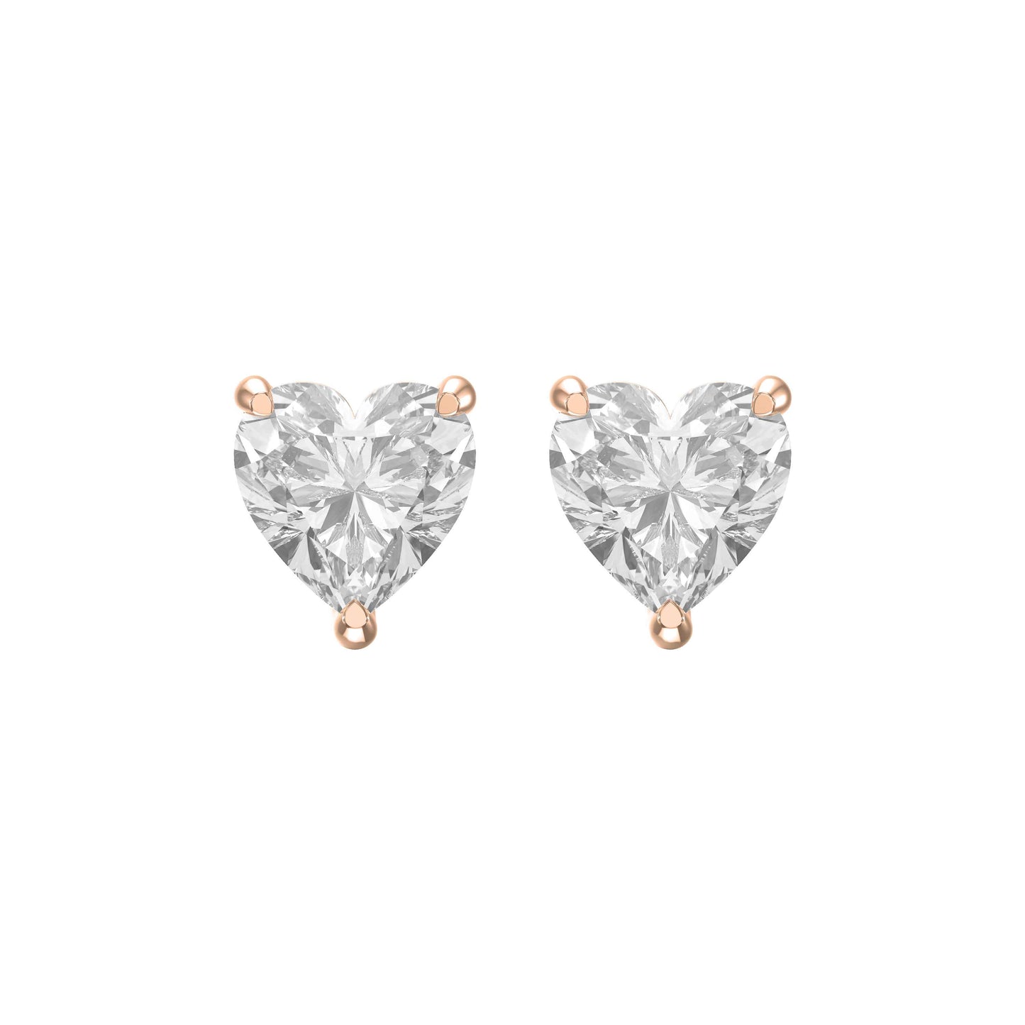 3-Prong Heart Cut Diamond Stud Earrings