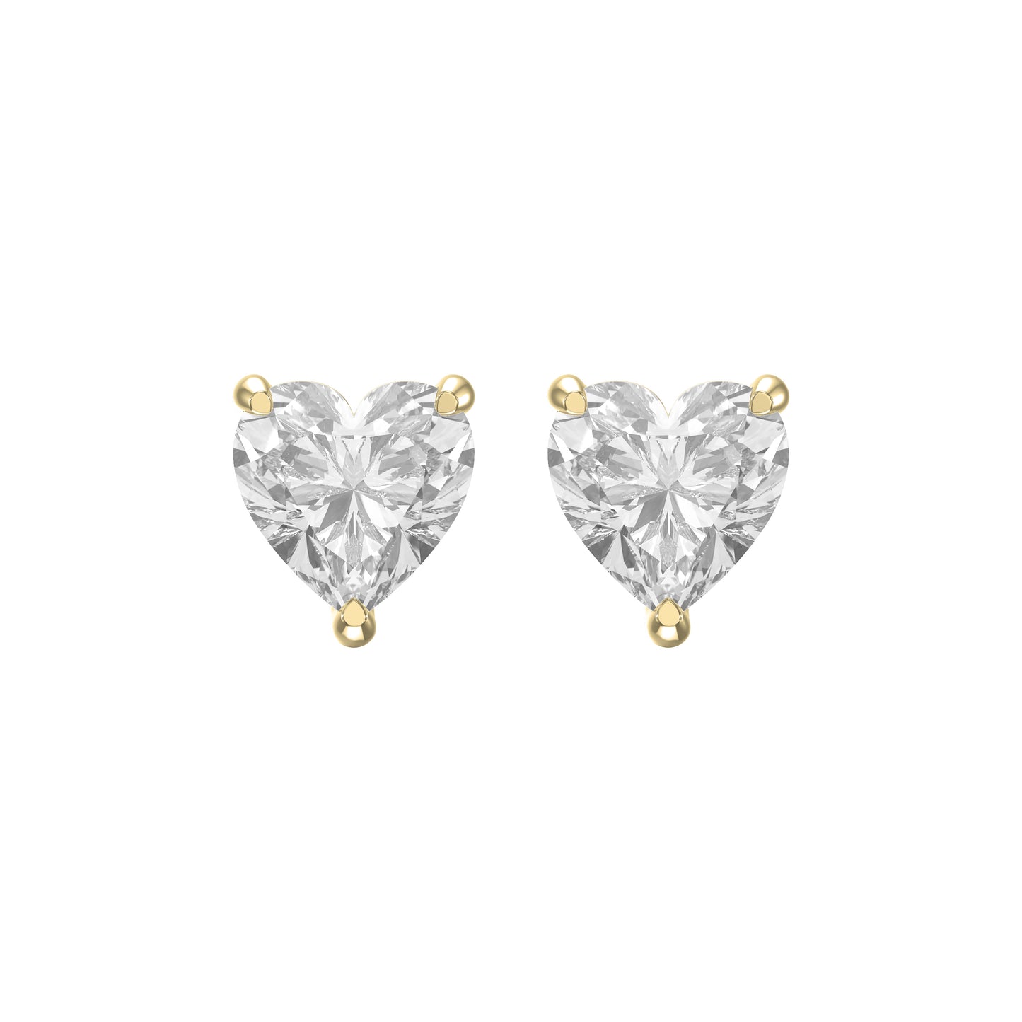 3-Prong Heart Cut Diamond Stud Earrings