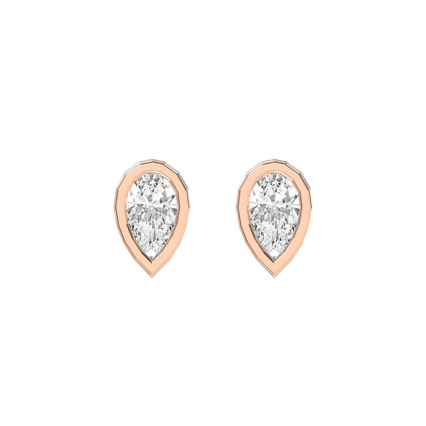 Bezel Bloom Pear Shape Earring Studs