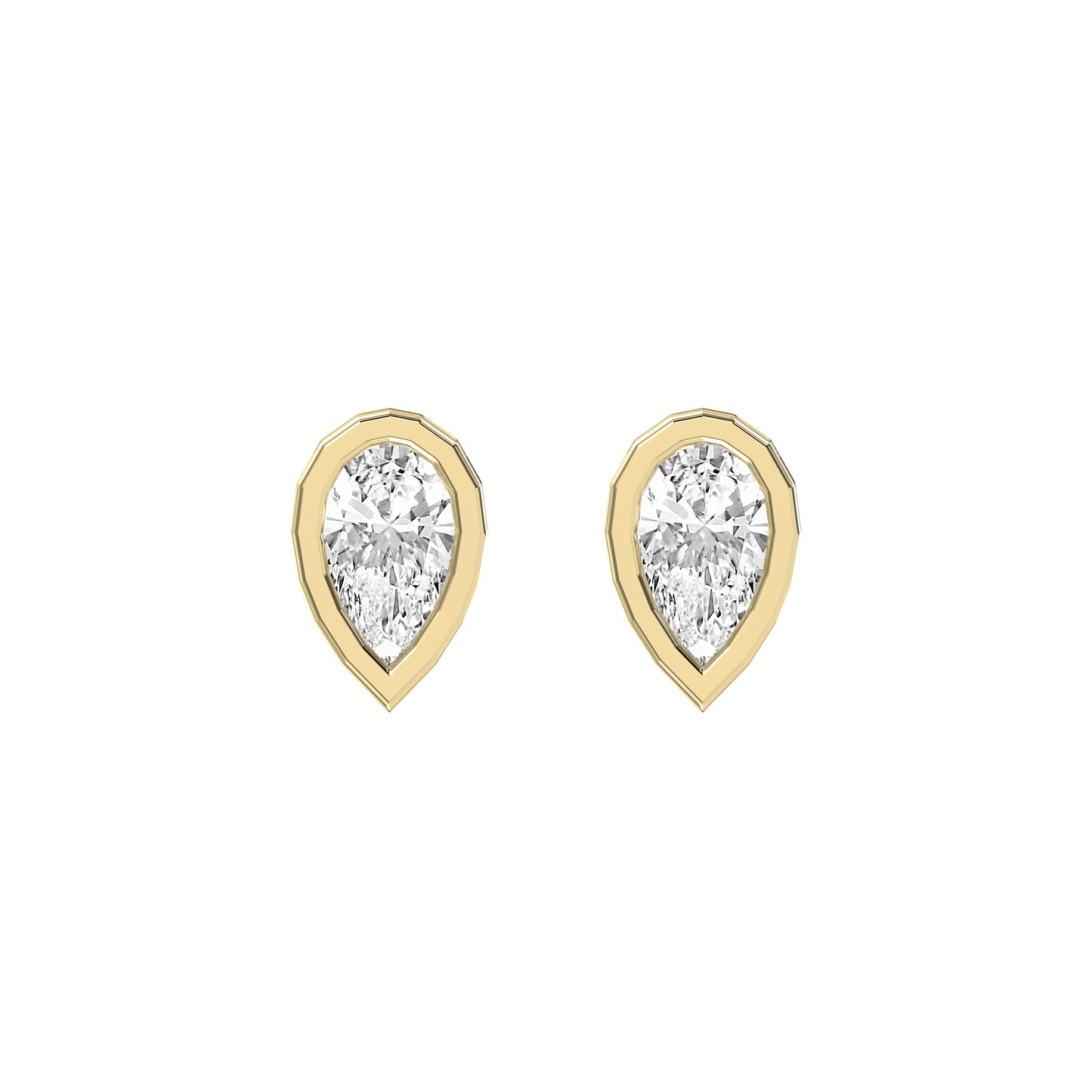 Bezel Bloom Pear Shape Earring Studs