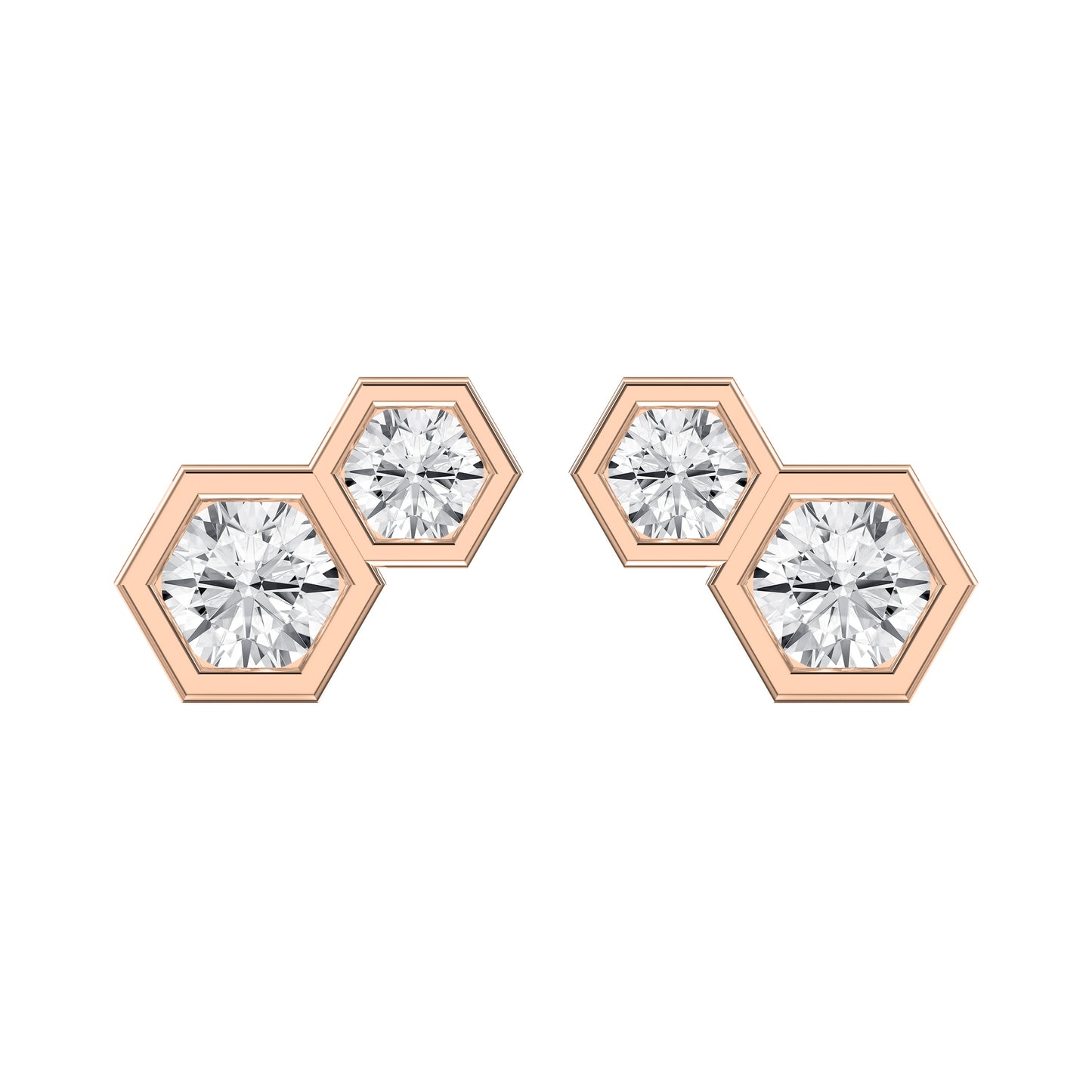 Honeycomb Hex Design Round Shape Earrings Studs