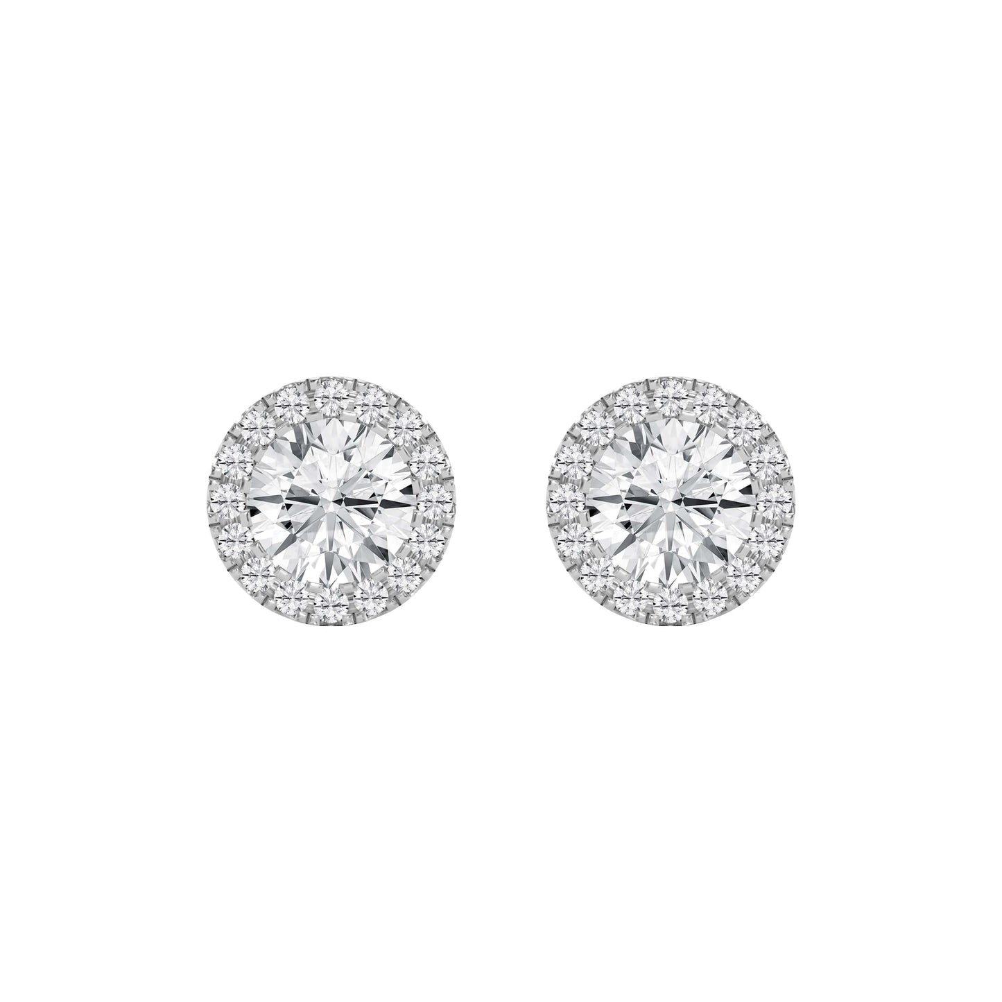 Halo Design Round Diamond Earring Stud