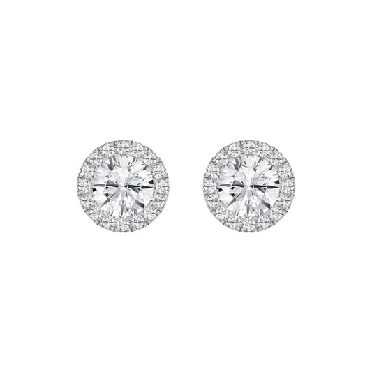 Halo Design Round Diamond Earring Stud